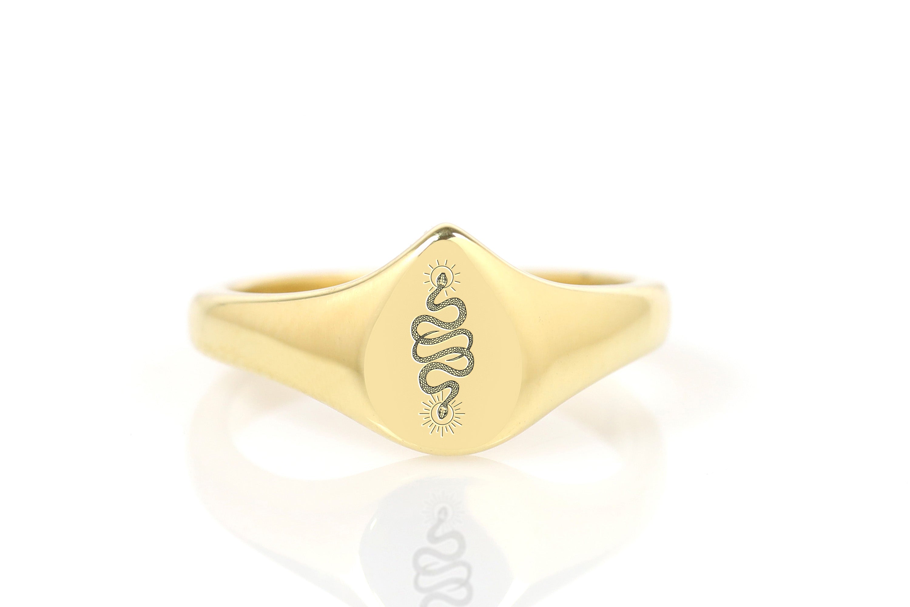 Delicate Snake Gold Signet Ring