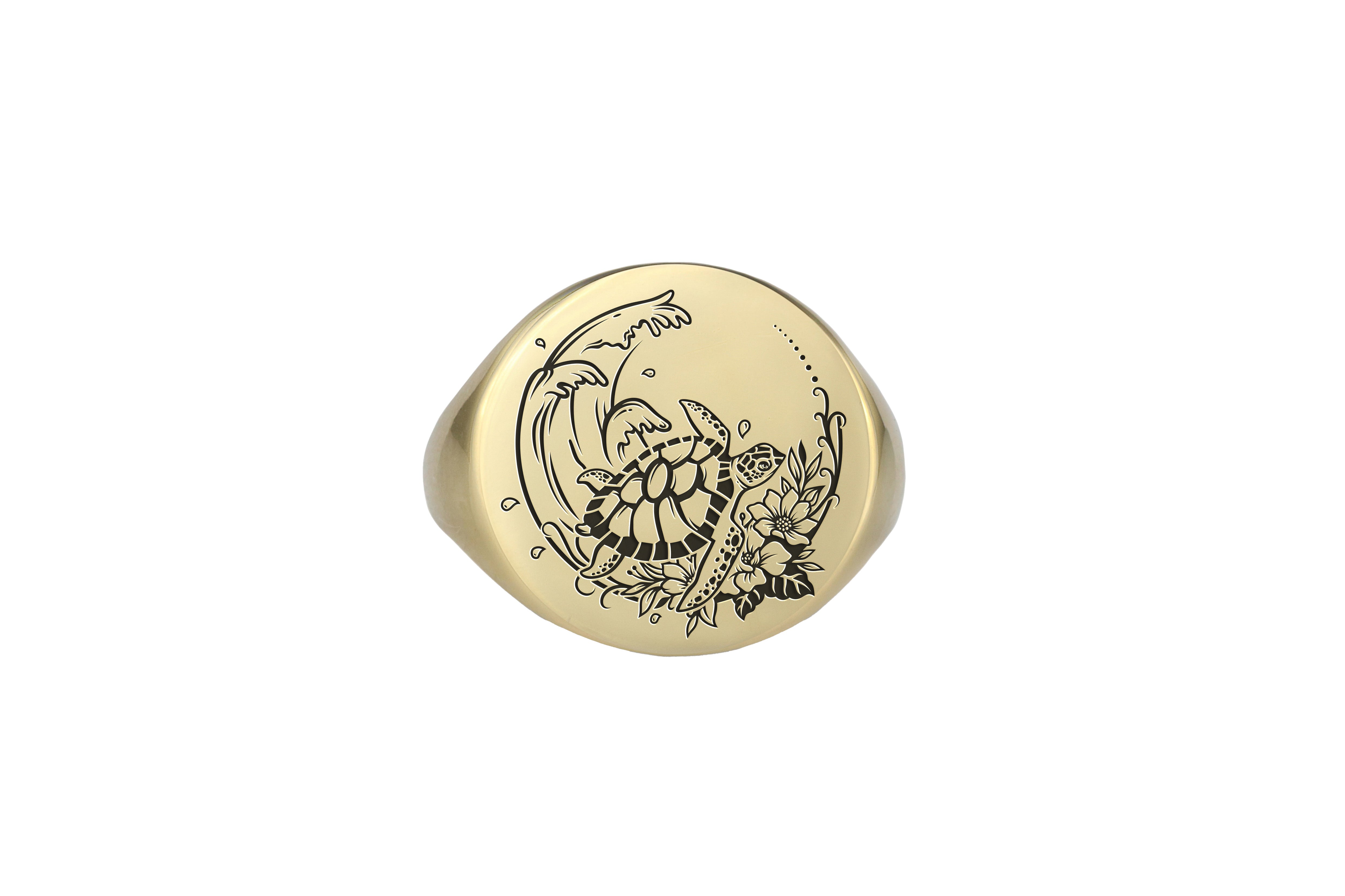 Engraved Turtle Signet Ring