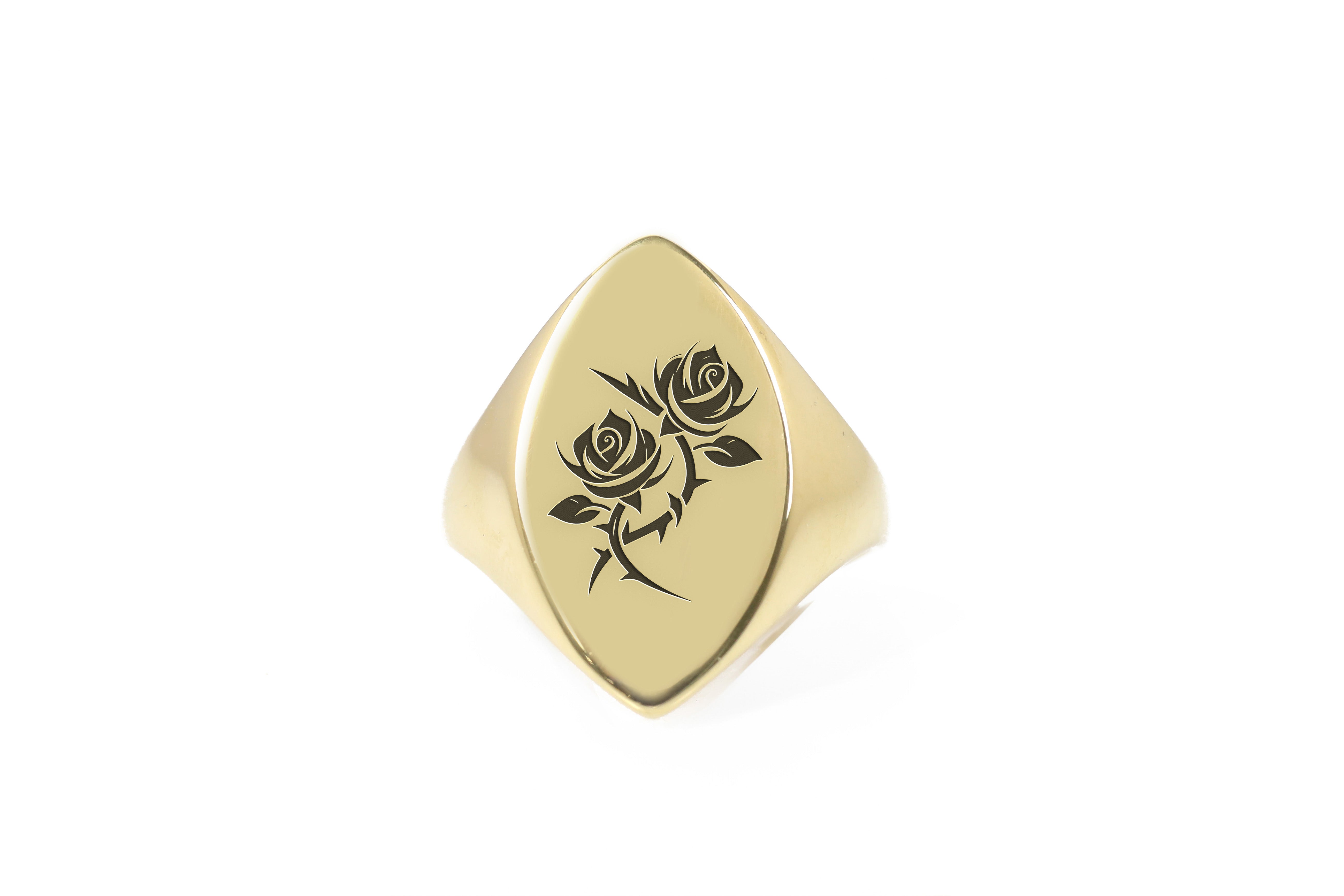 Gothic Rose Engraved Ring