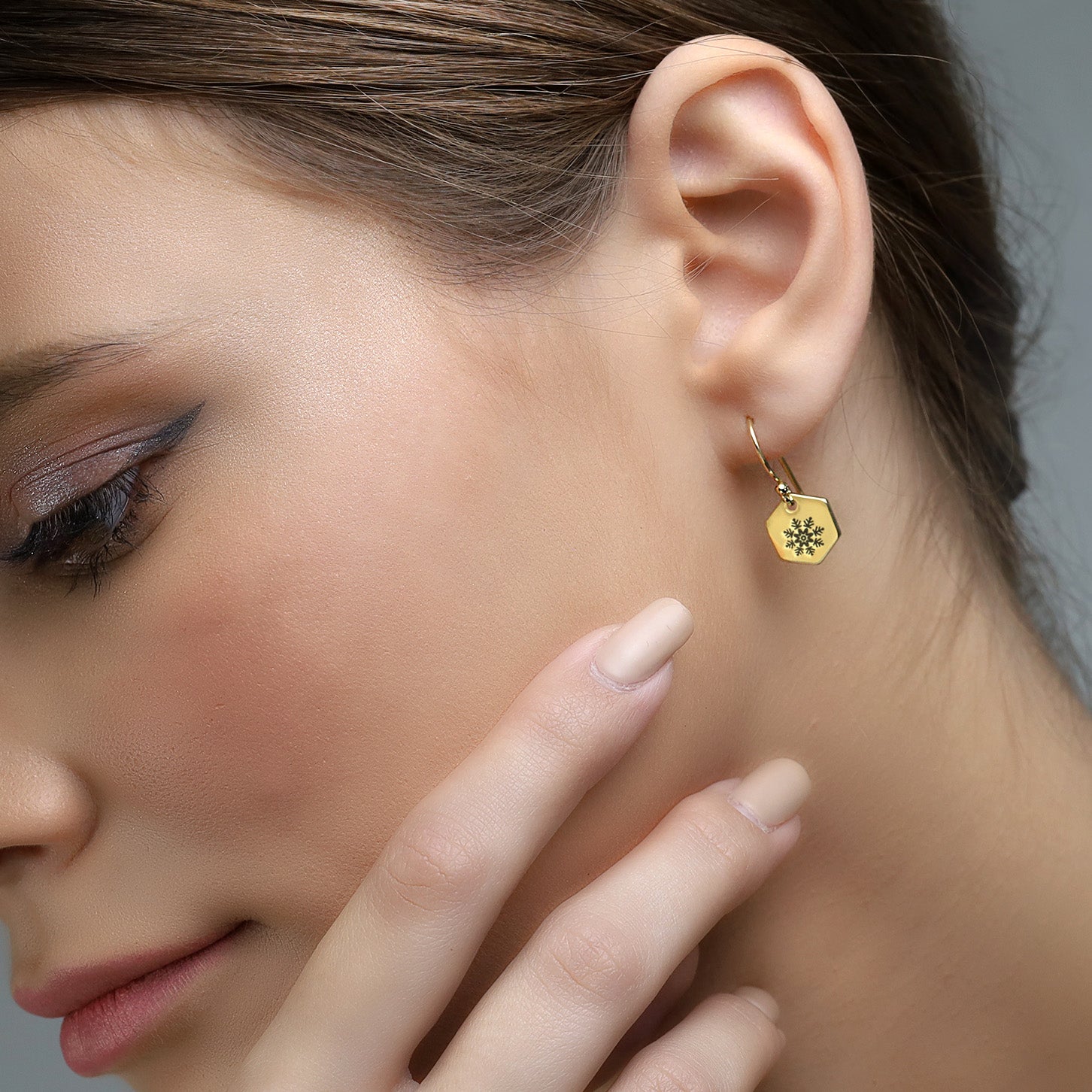 Snowflake Hexagon Earrings