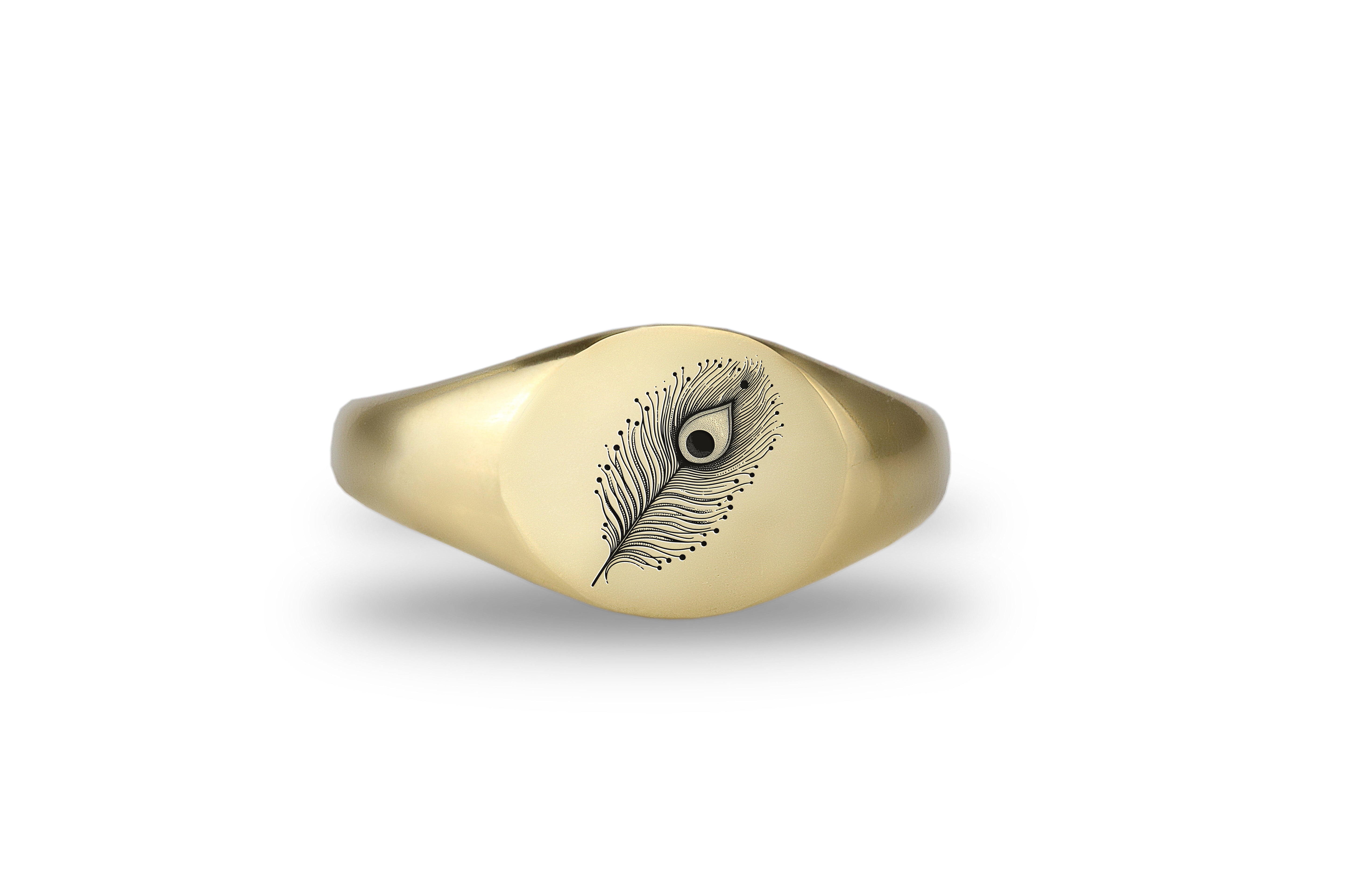 Engraved Peacock Feather Ring