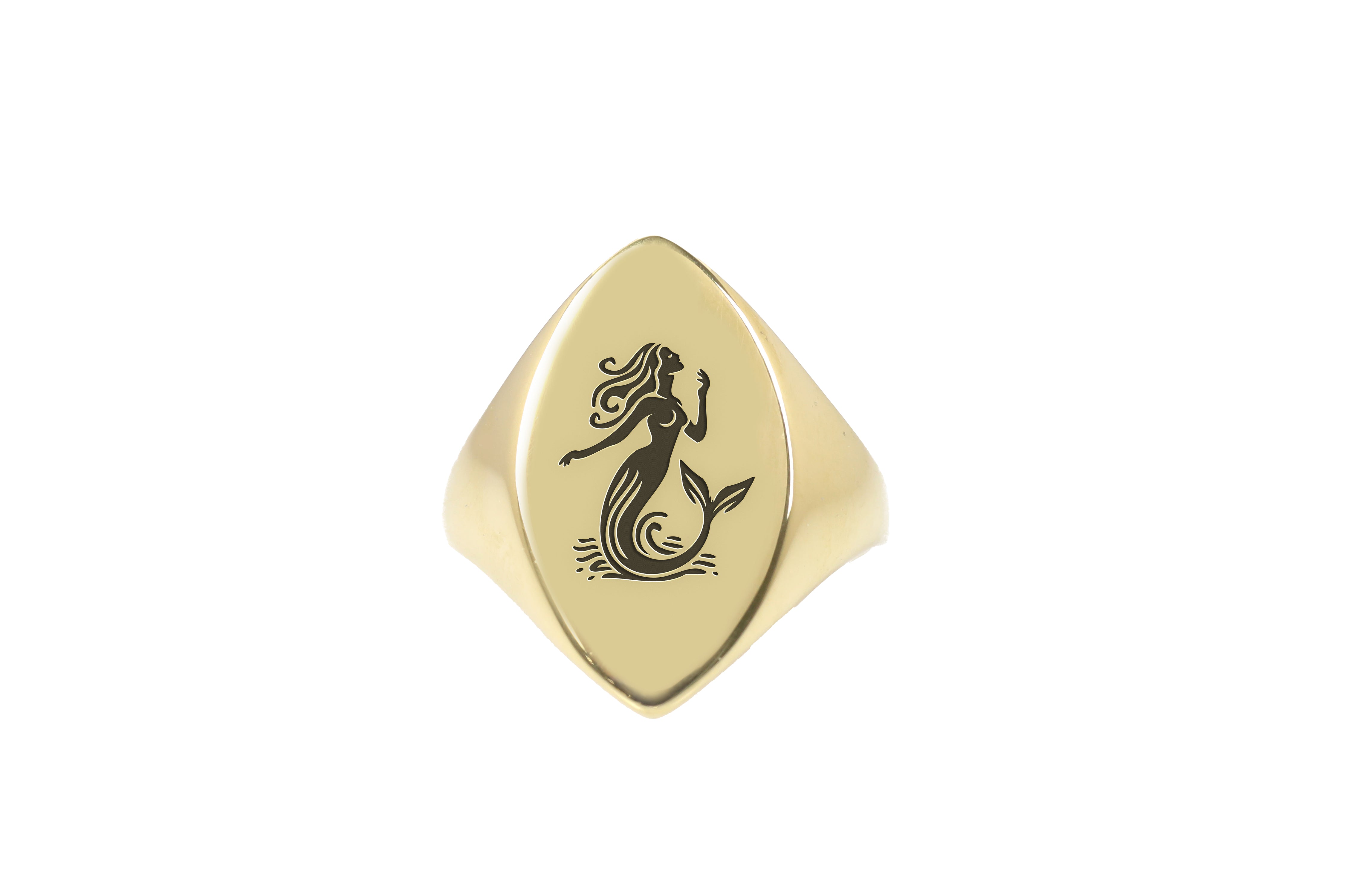 Engraved Mermaid Signet Ring