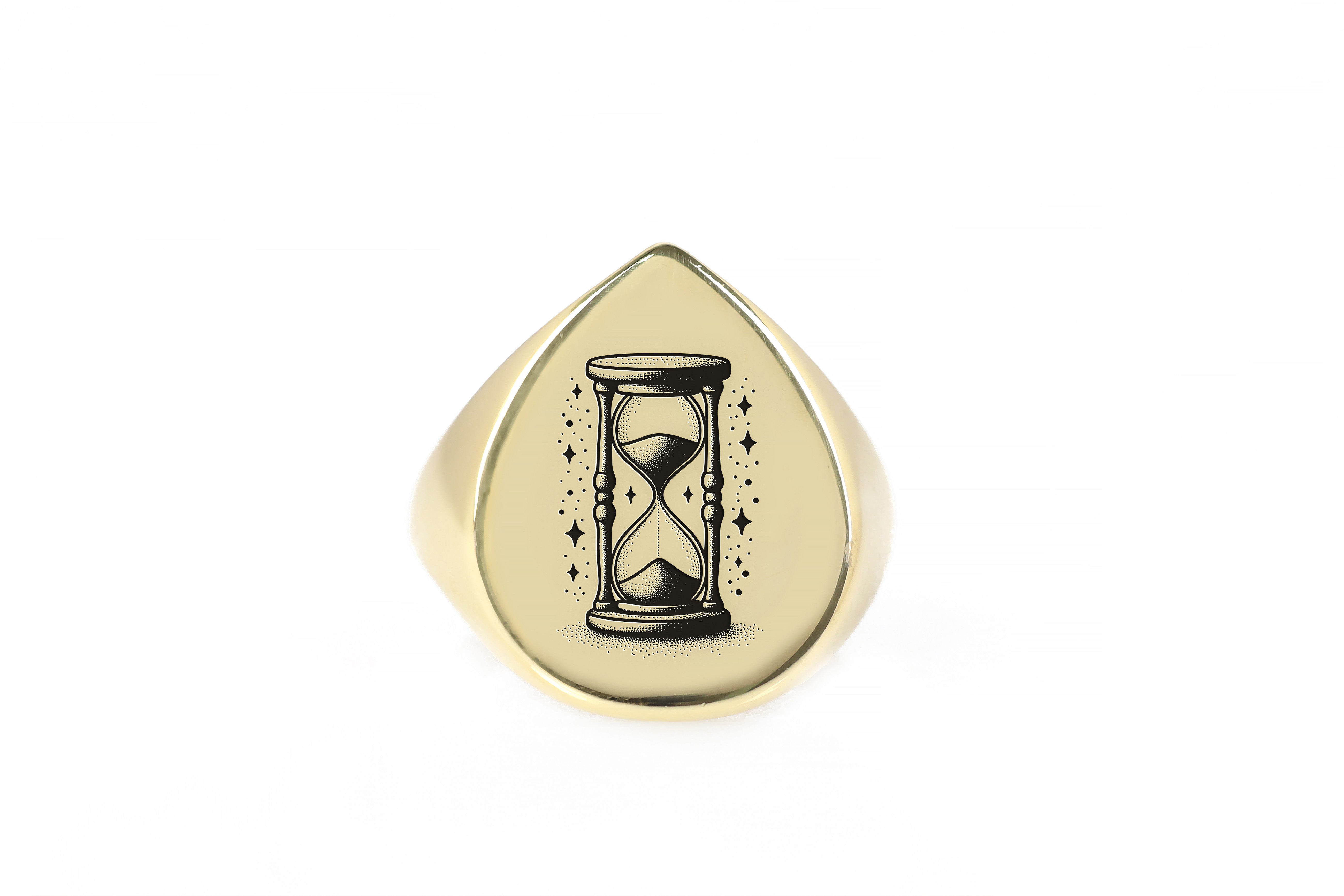 Engraved Hourglass Signet Ring