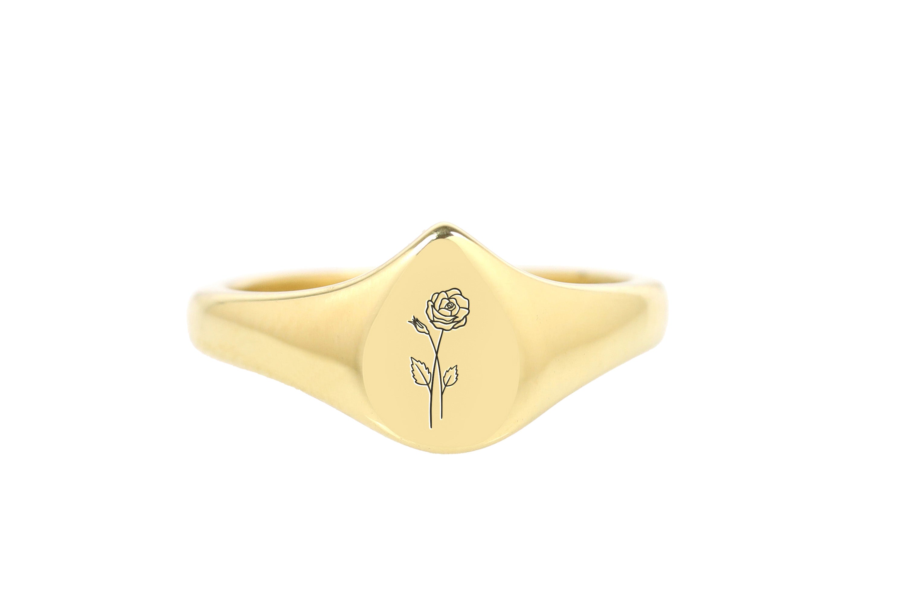 Engraved Rose Gold Signet Ring