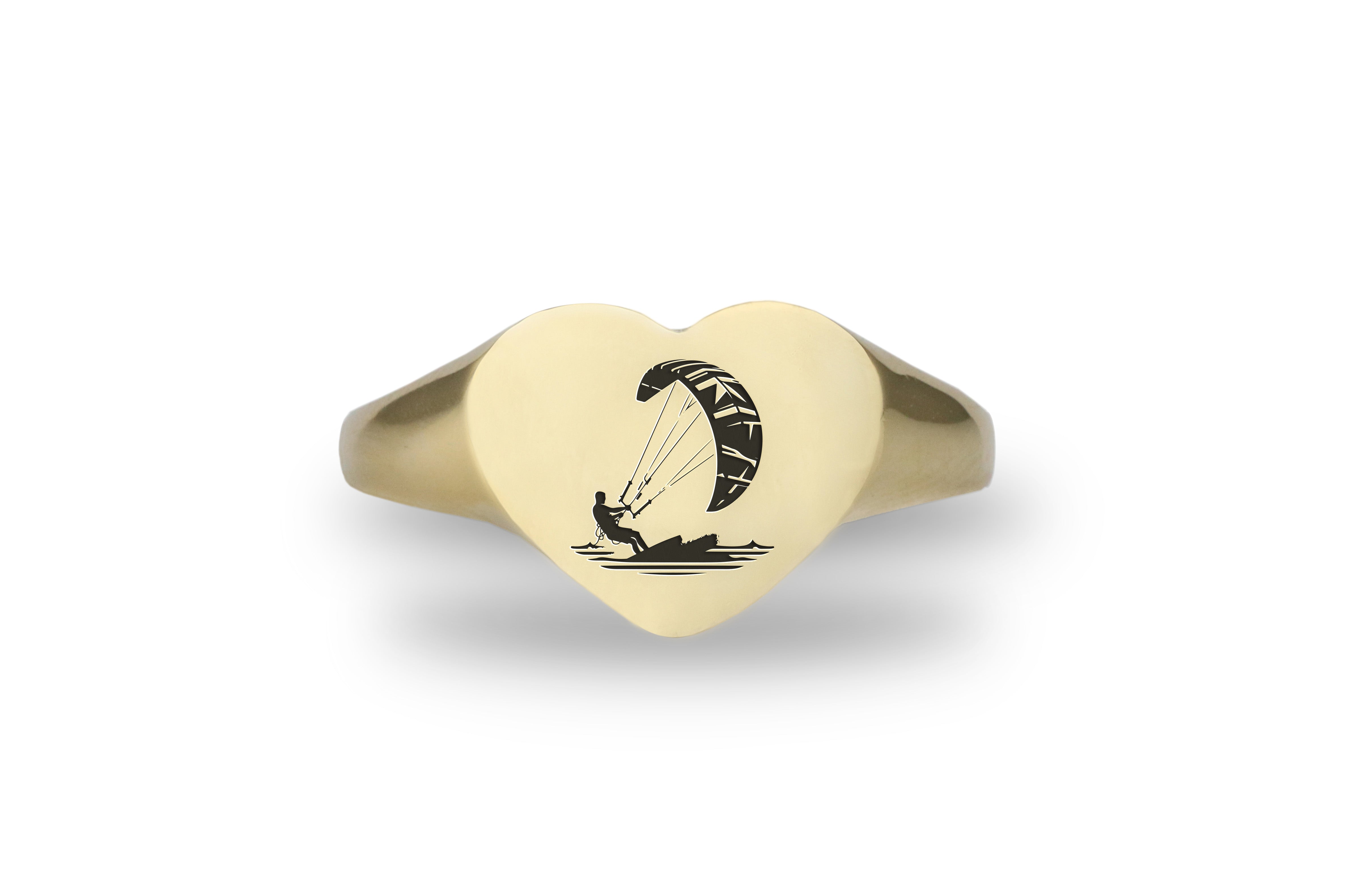14k Gold Kitesurfing Signet Ring