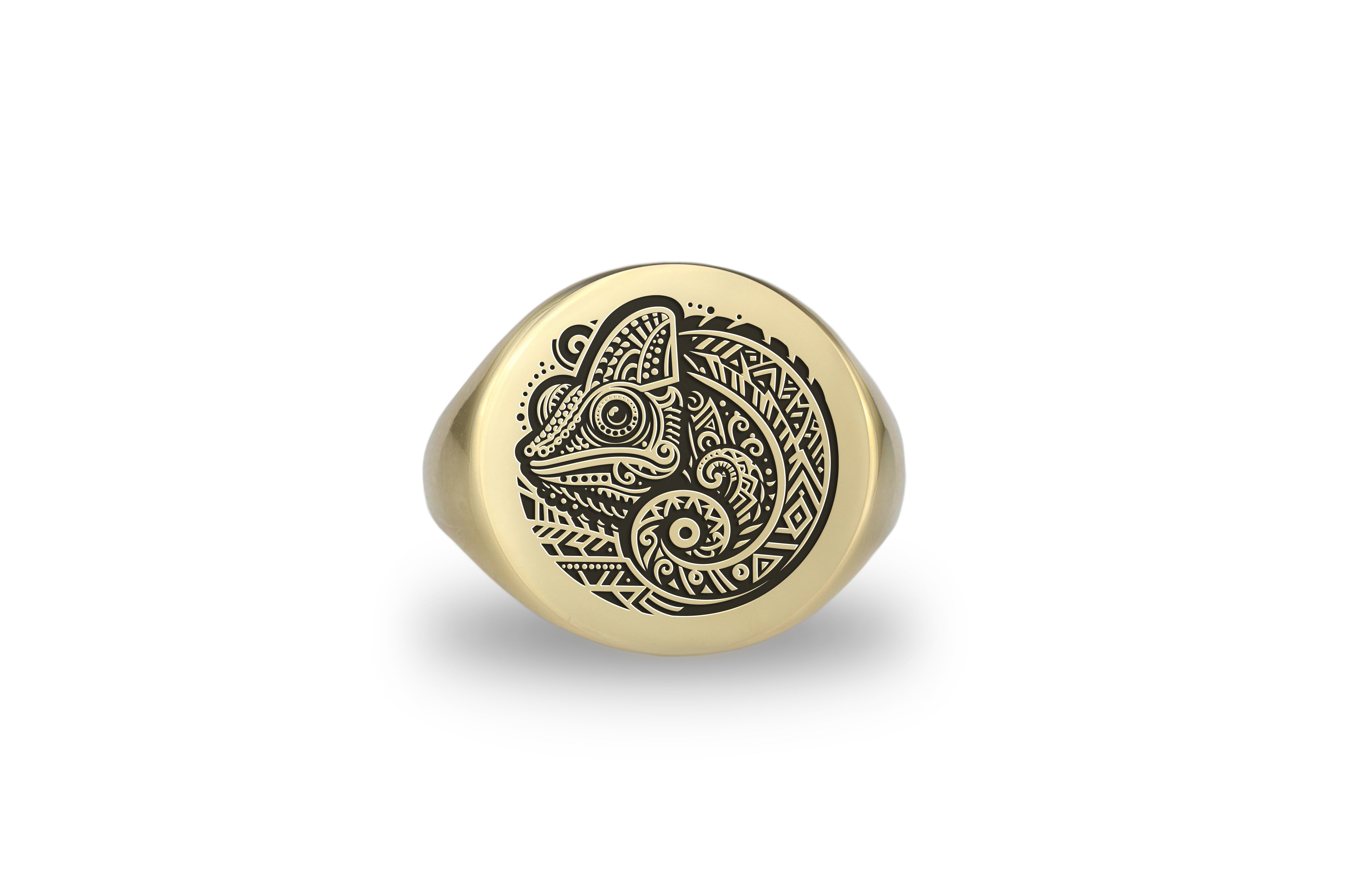 Custom Chameleon Signet Ring