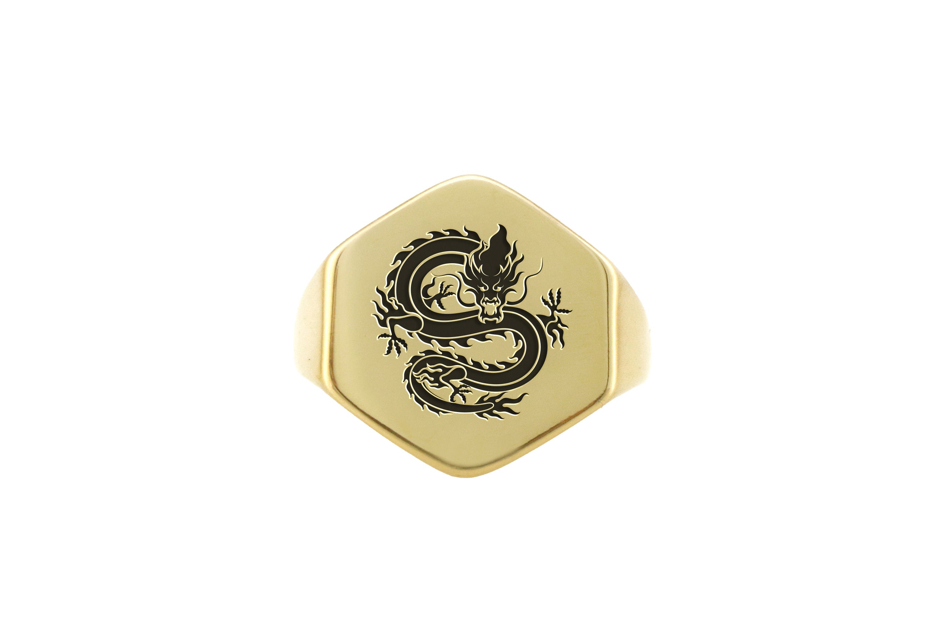 14k Gold Dragon Signet Ring