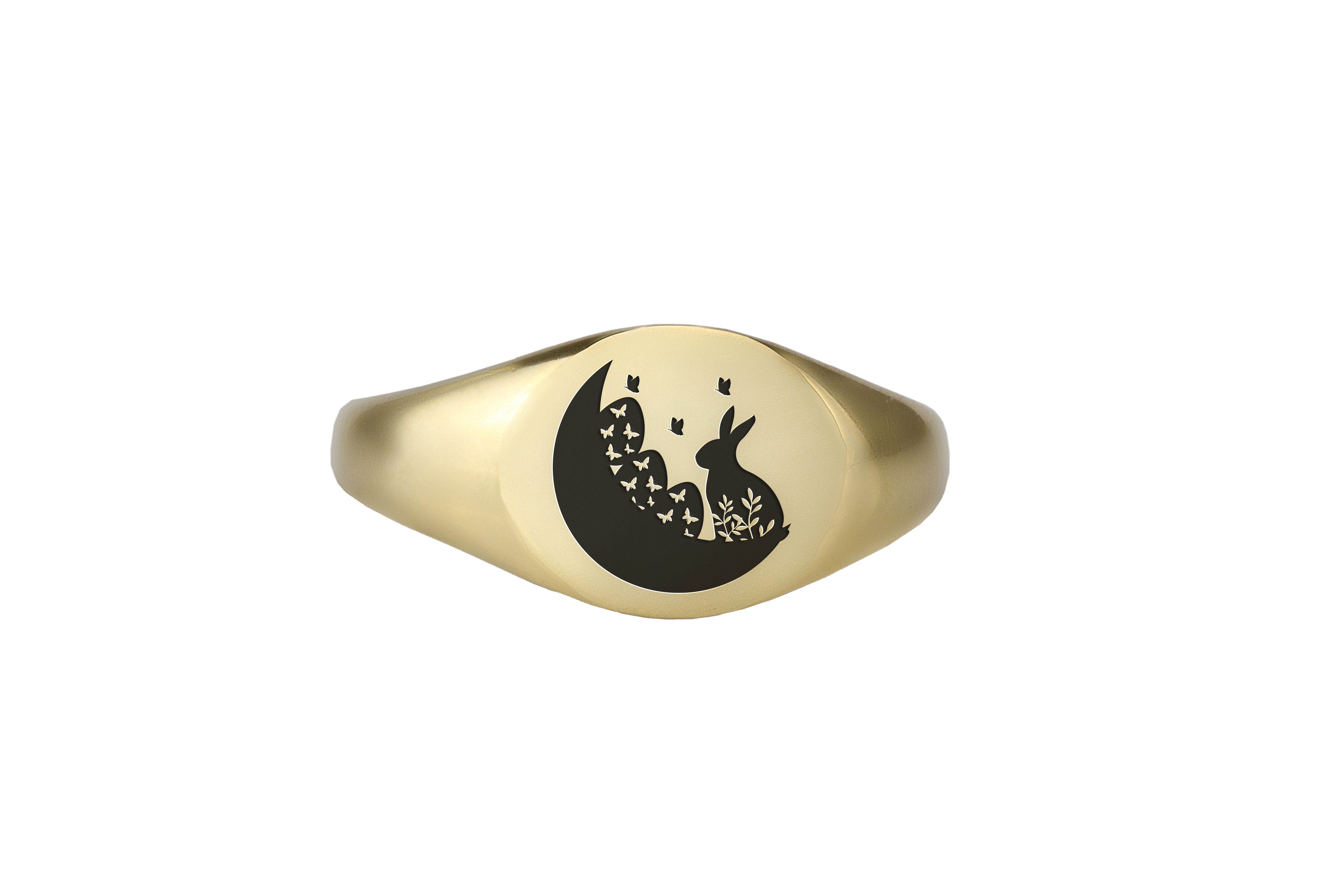 14k Gold Bunny Signet Ring