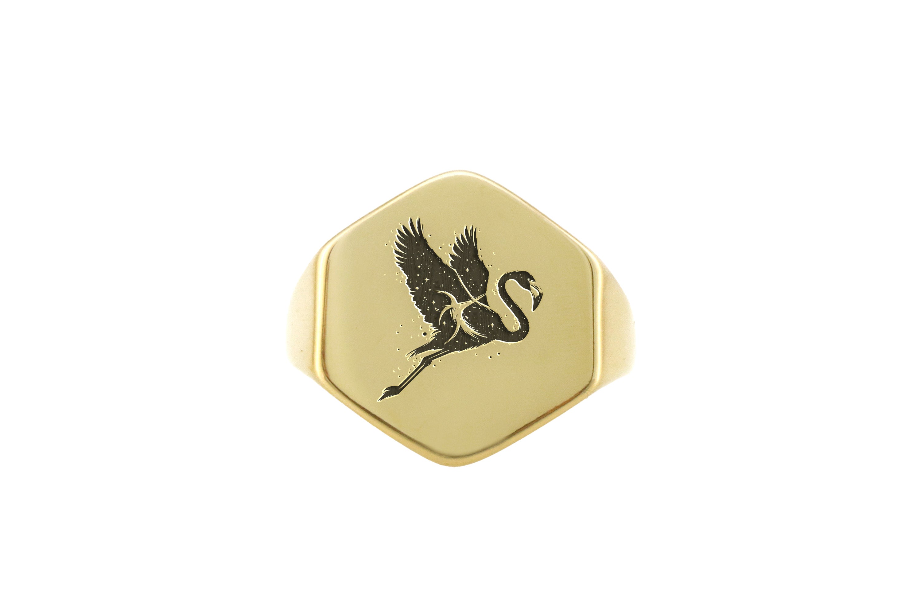 Mystical Flamingo Engraved Ring