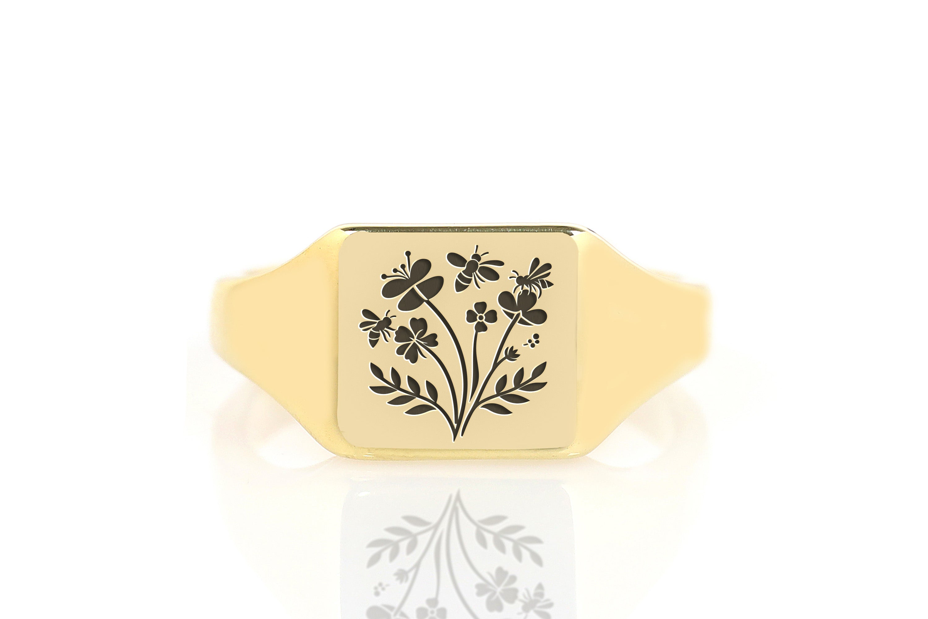 24k Gold Bee Signet Ring