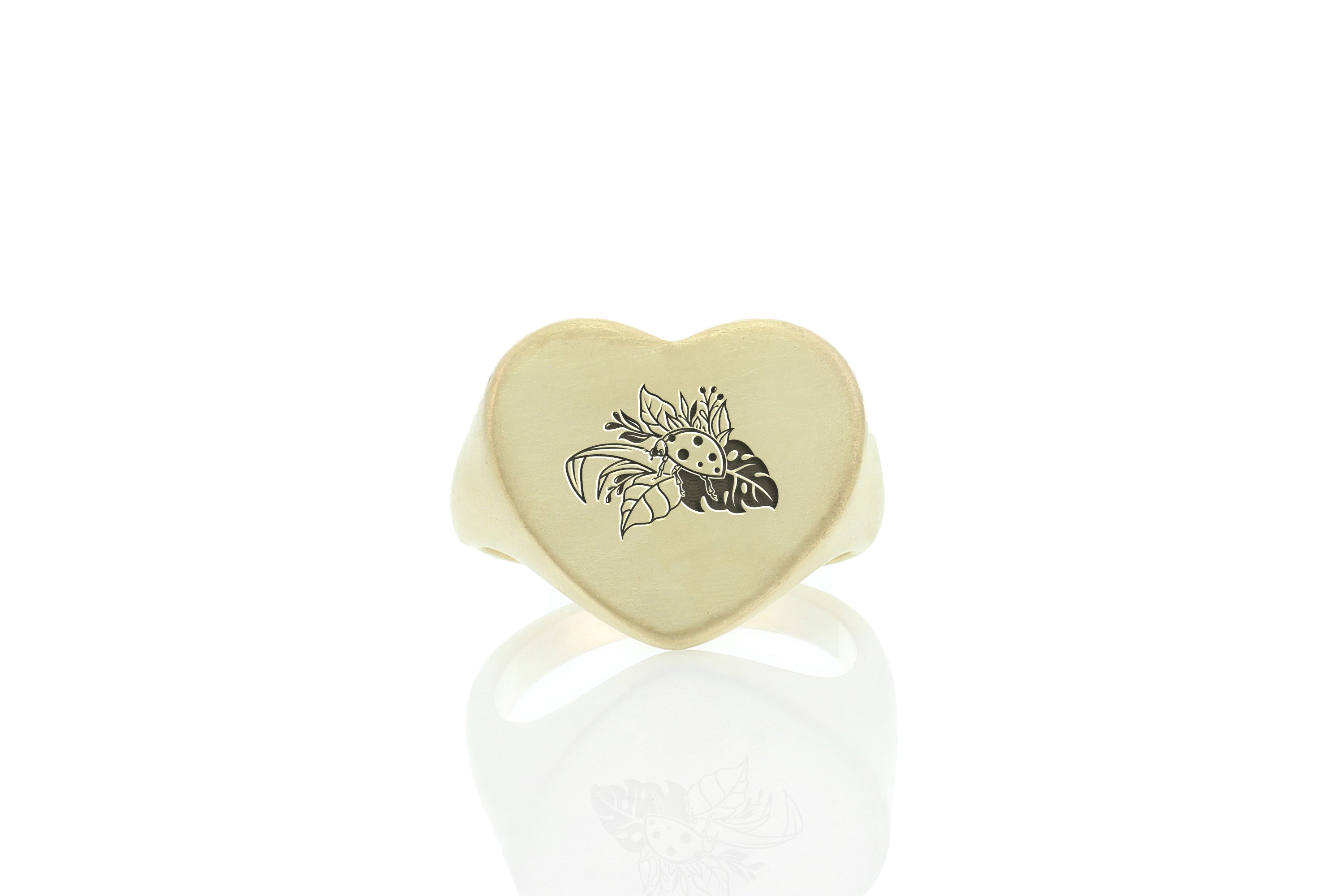 Gold Ladybug Engraved Signet Ring