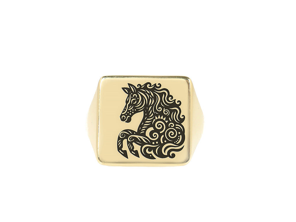 Tribal Horse Signet Ring