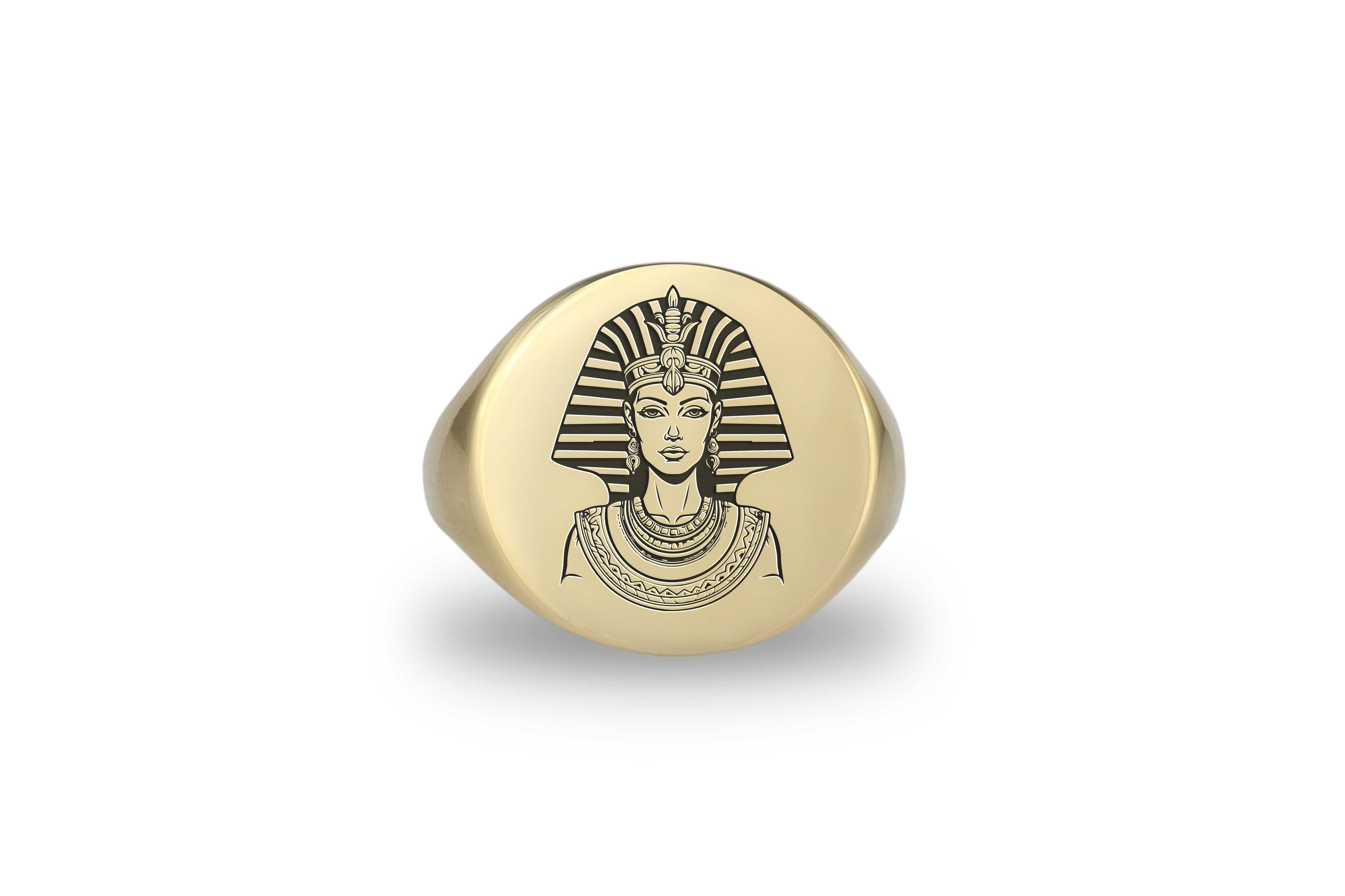 14k Gold Cleopatra Signet Ring