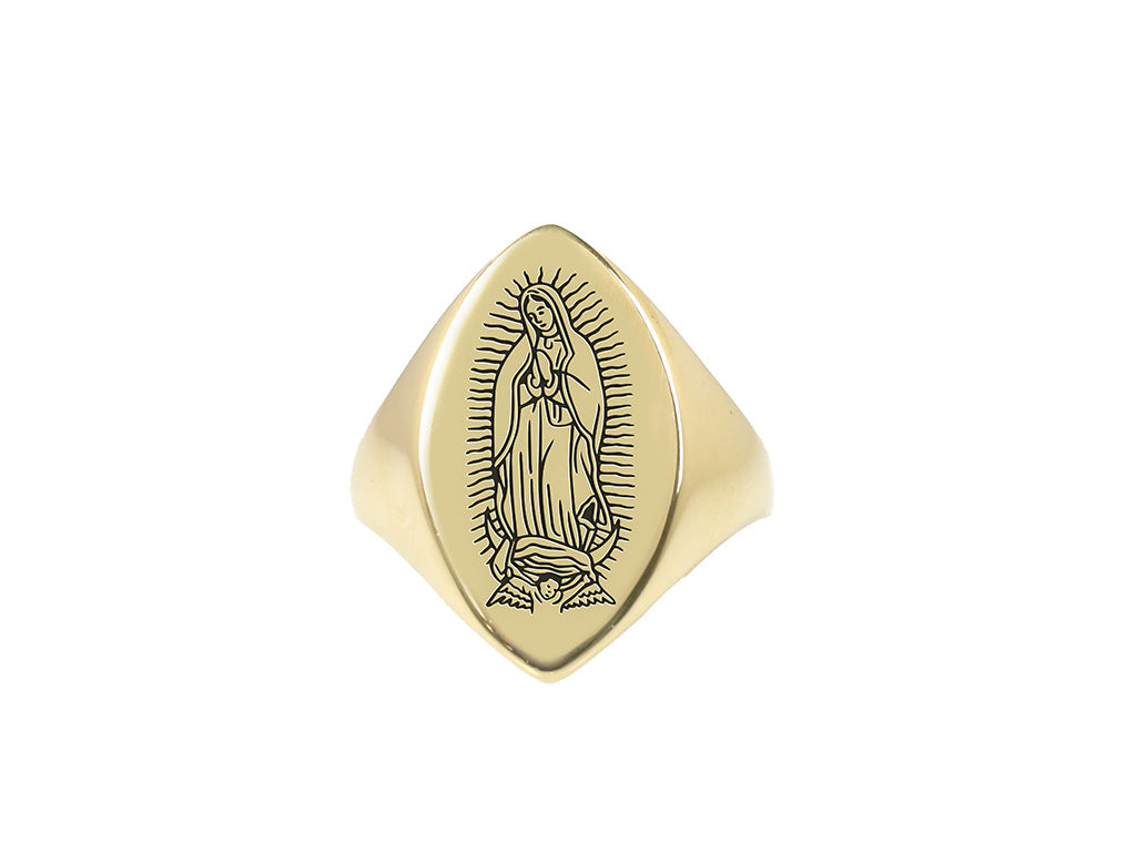 Virgin Mary Engraved Signet Ring