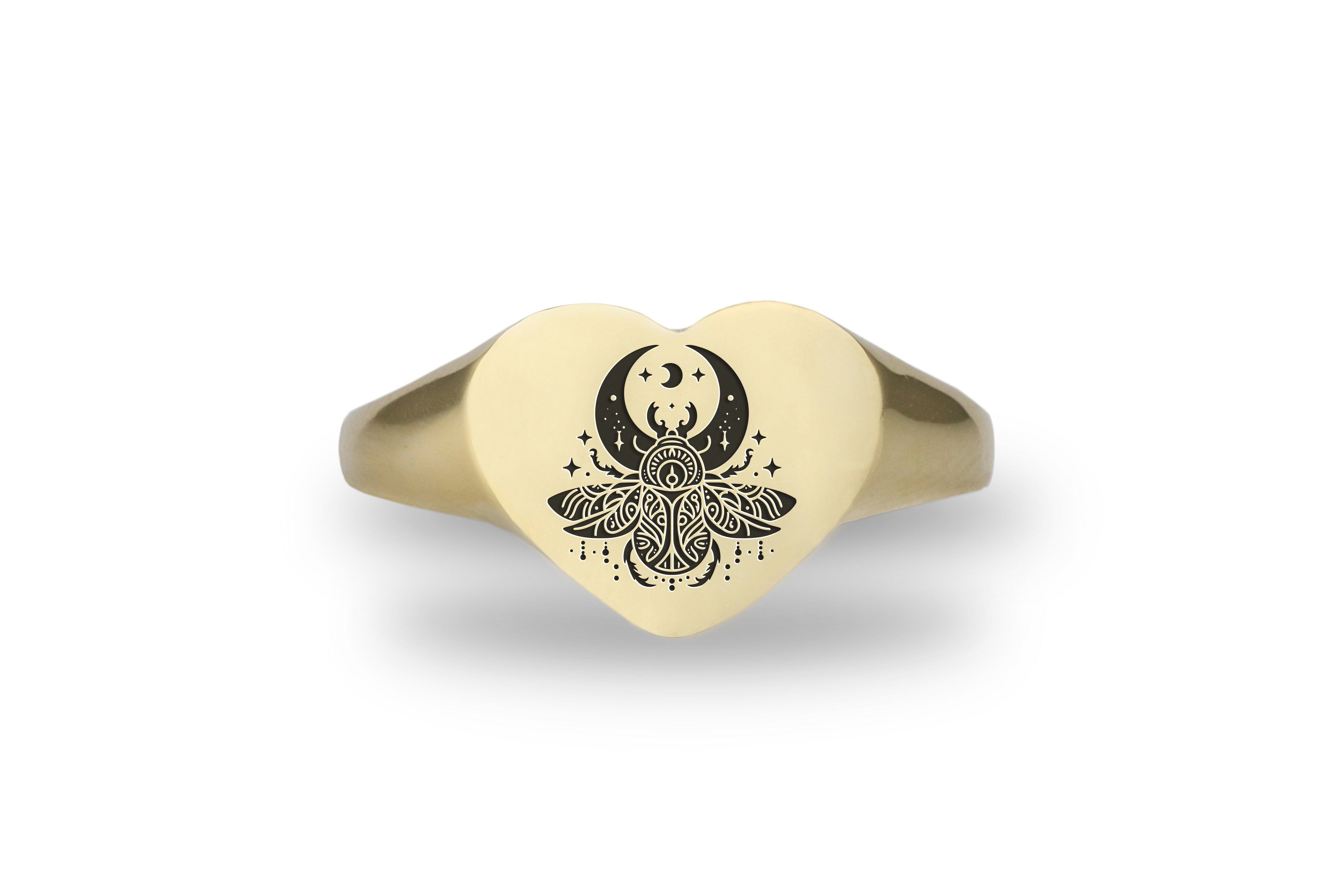 14k Gold Beetle Signet Ring