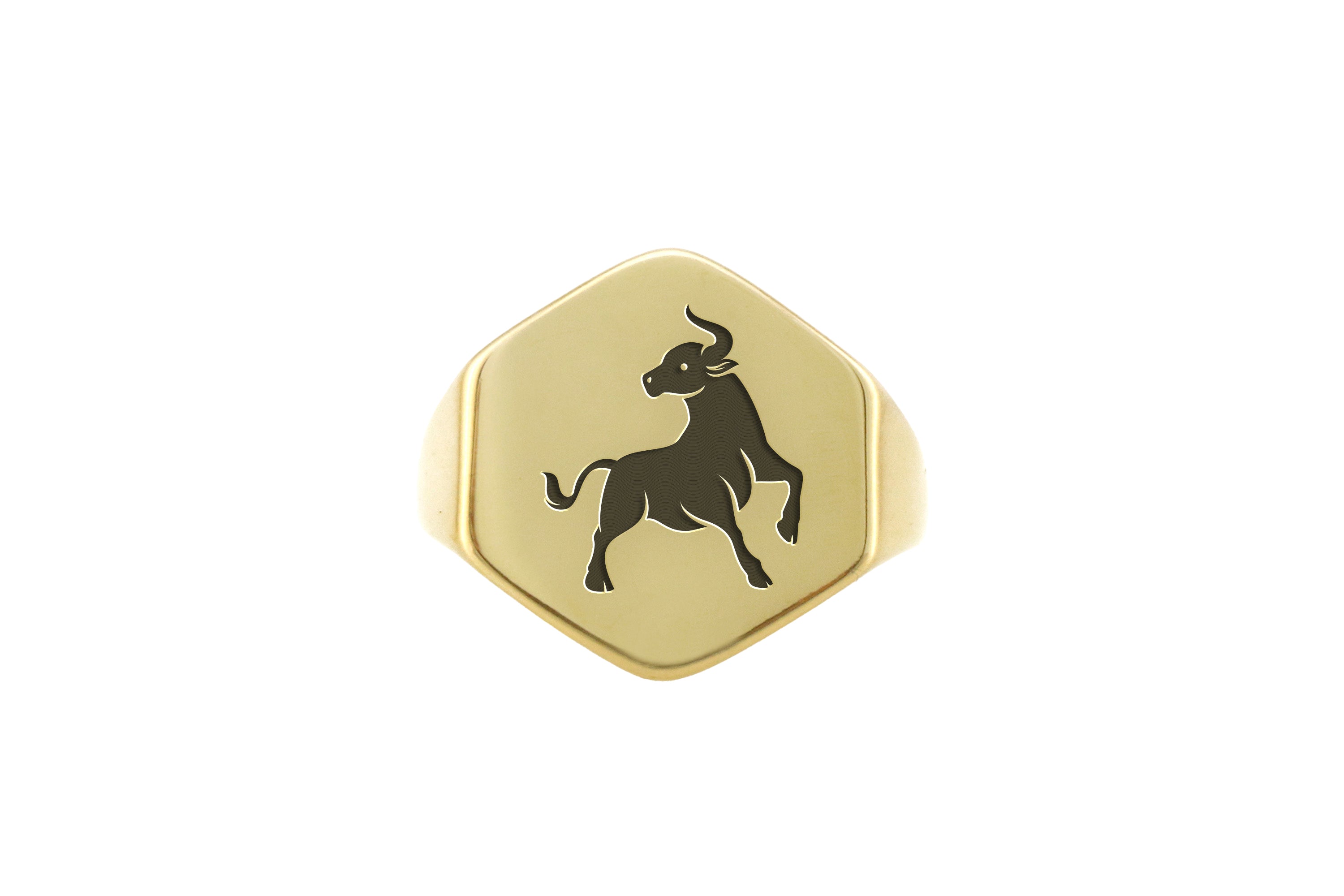 14k Gold Taurus Signet Ring