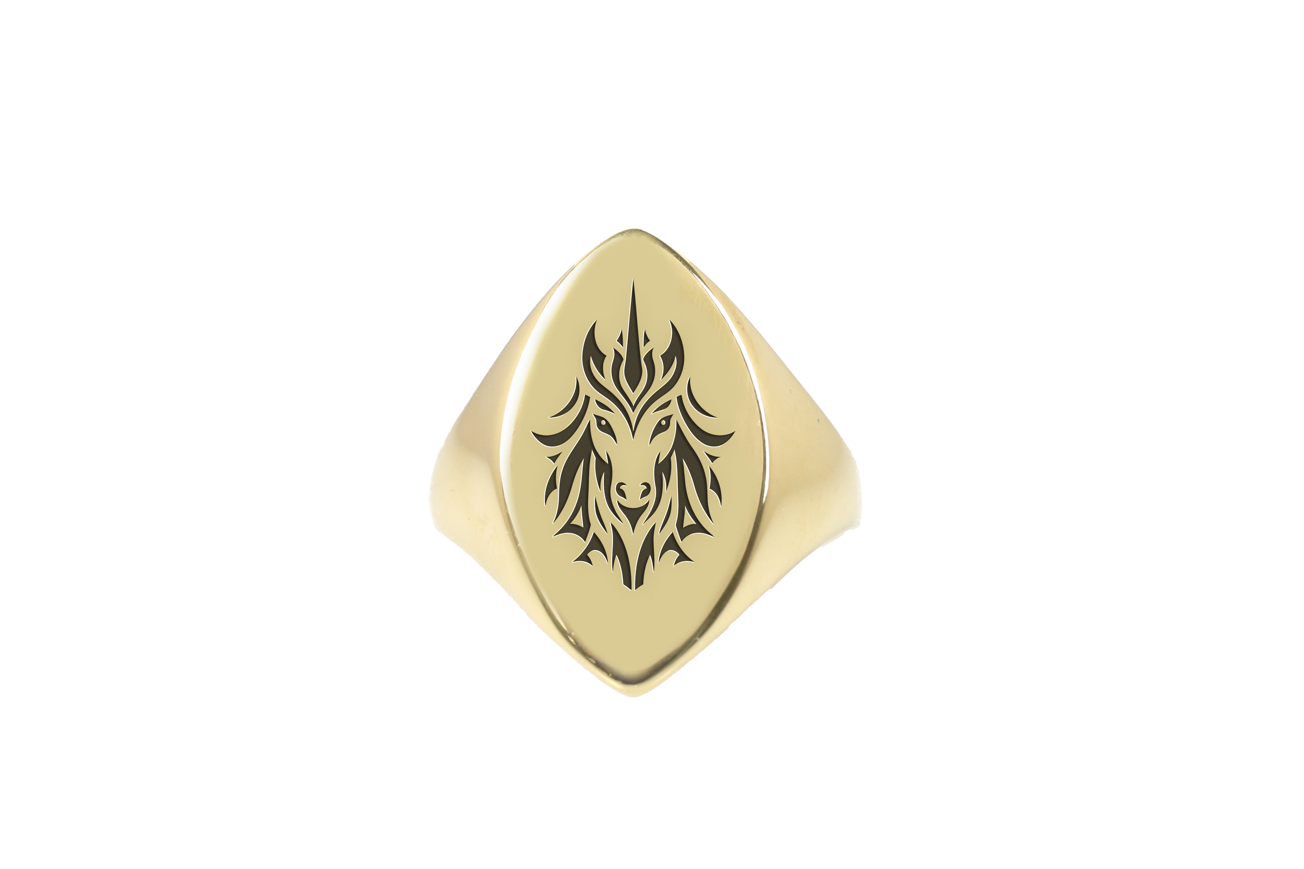 14k Gold Unicorn Signet Ring