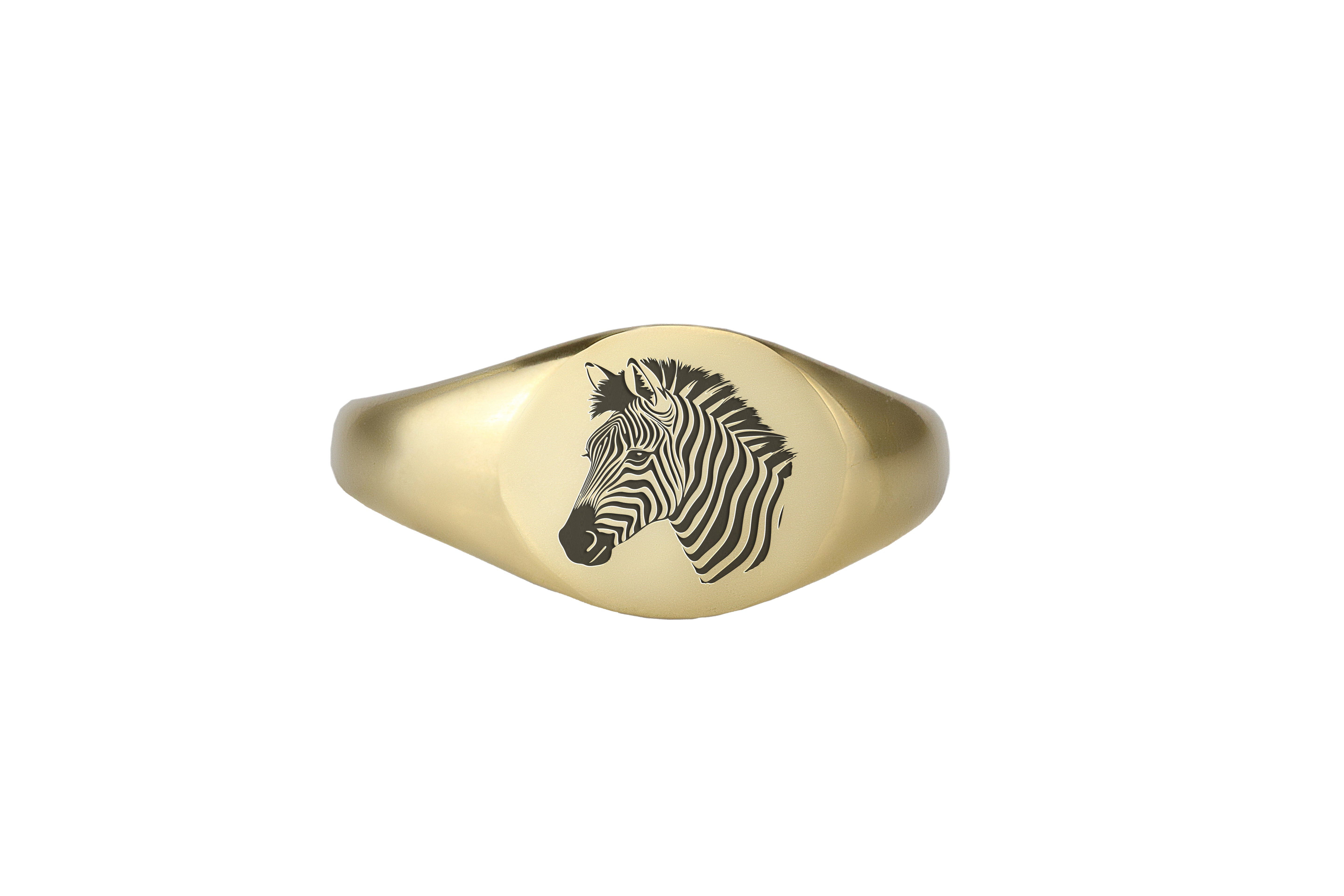 14k Gold Zebra Signet Ring