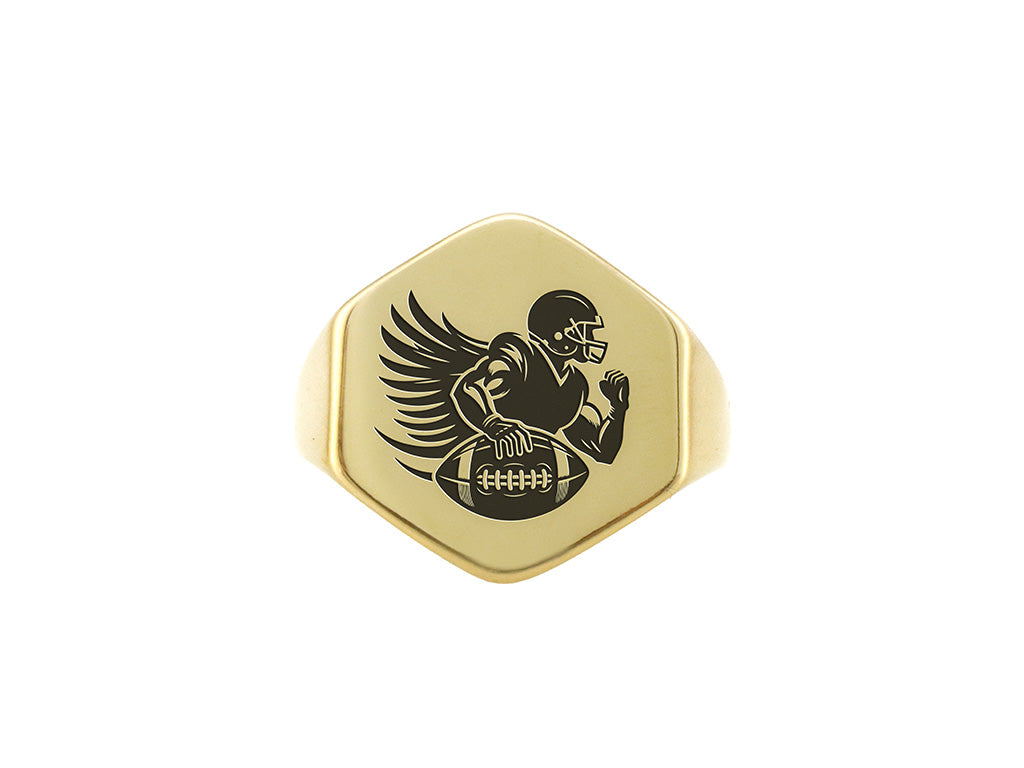 14k Gold Football Player Signet Ring