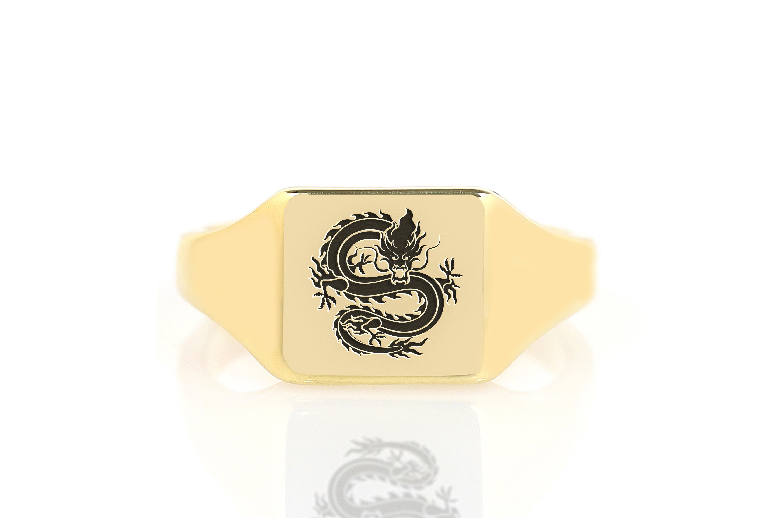14k Gold Dragon Signet Ring