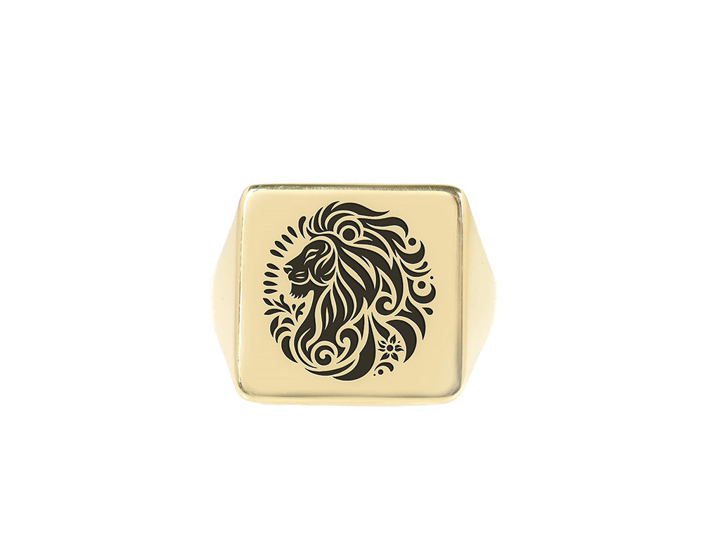 African Lion Gold Signet Ring