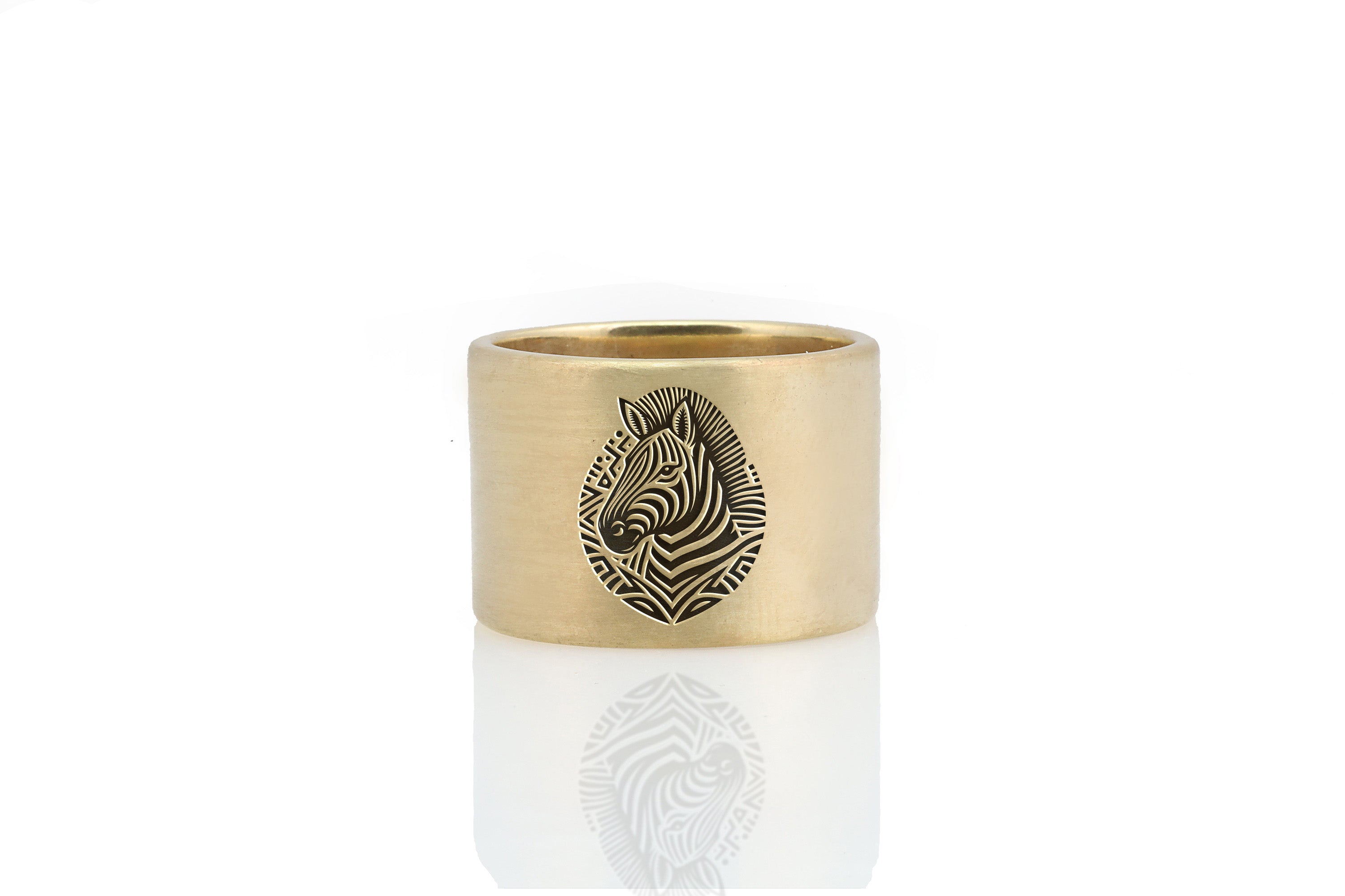 Wide Brushed Zebra Ring