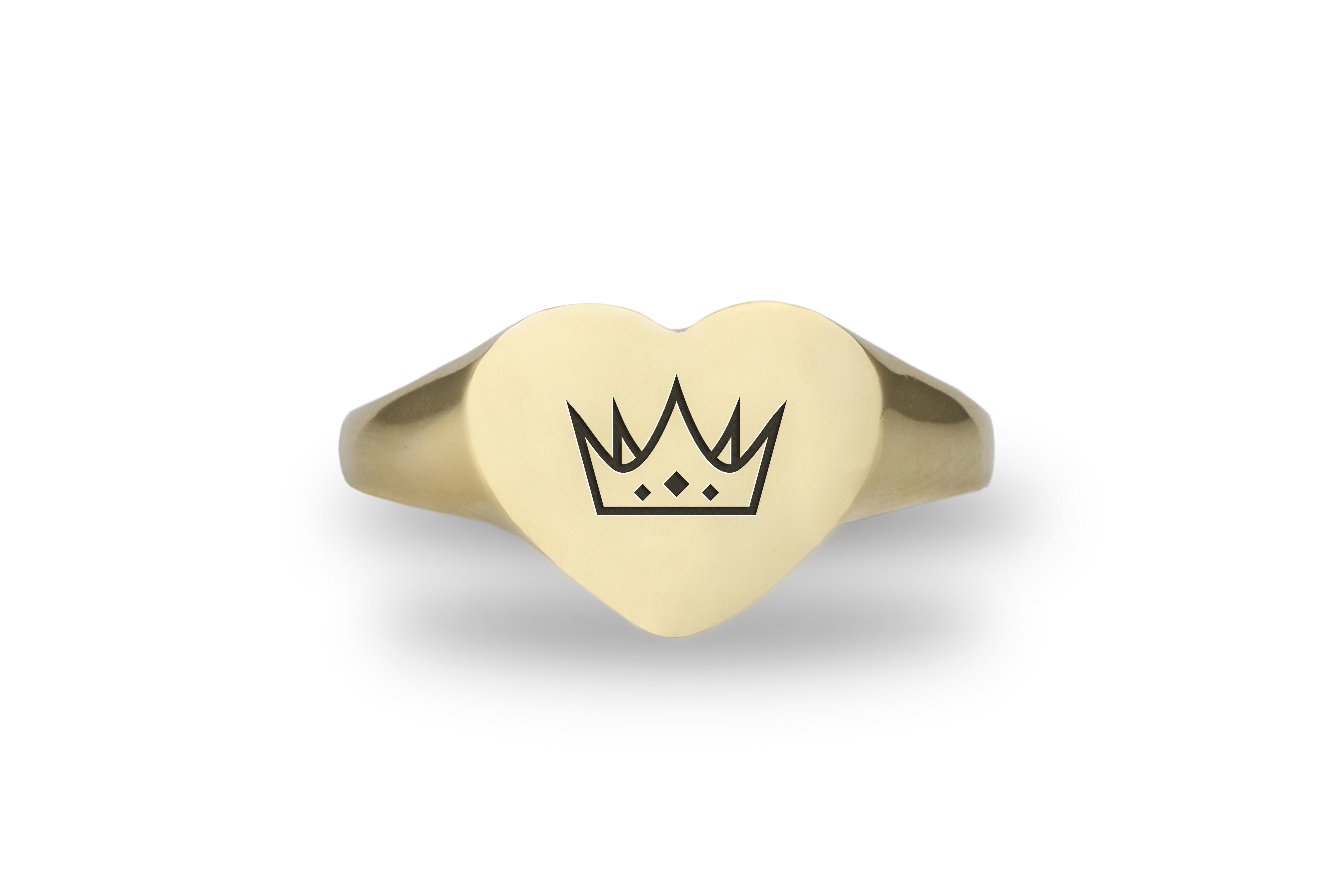 Engraved Crown Signet Ring