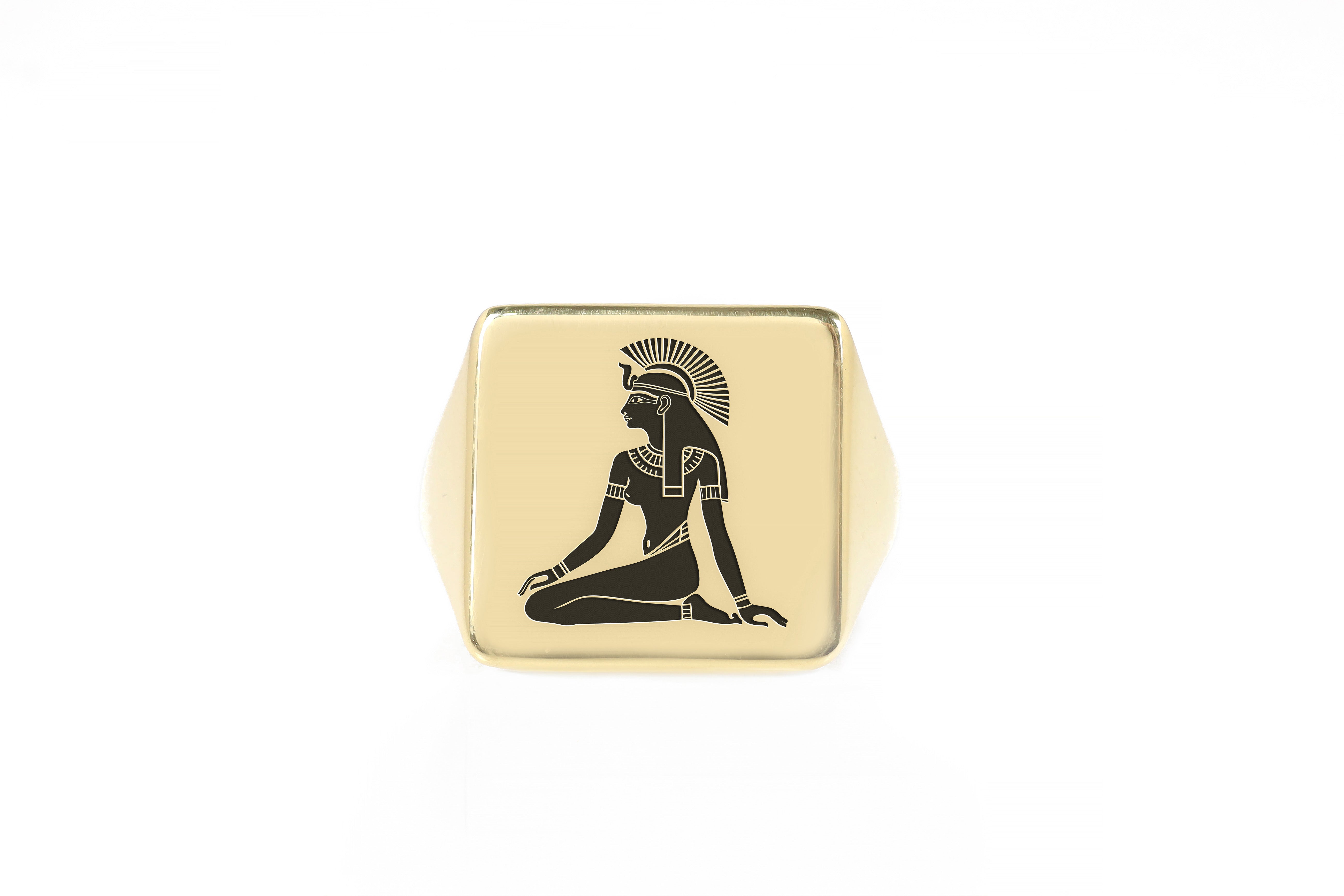14k Gold Pharaoh Signet Ring