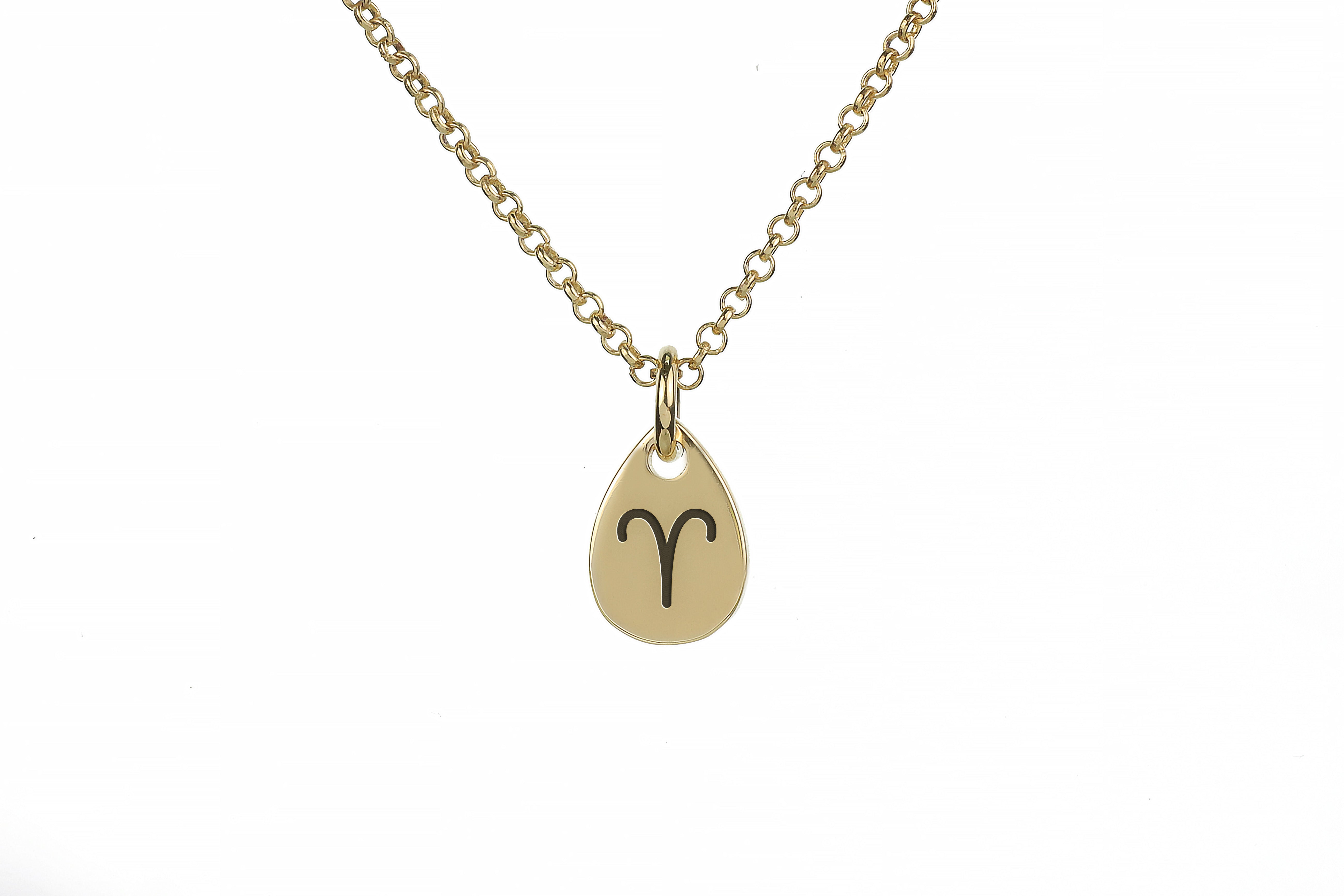 Engraved Aries Zodiac Necklace