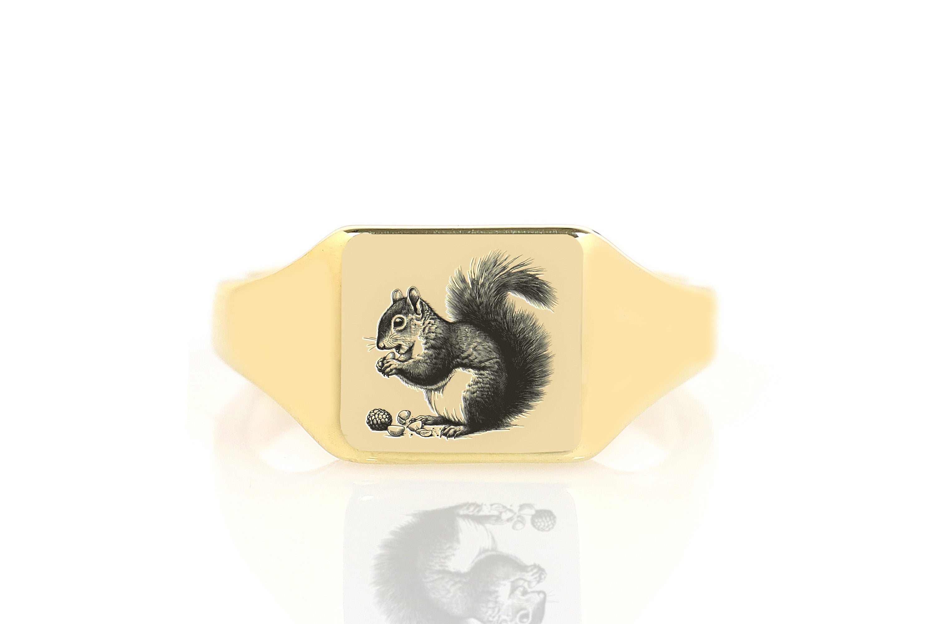 Custom Squirrel Signet Ring
