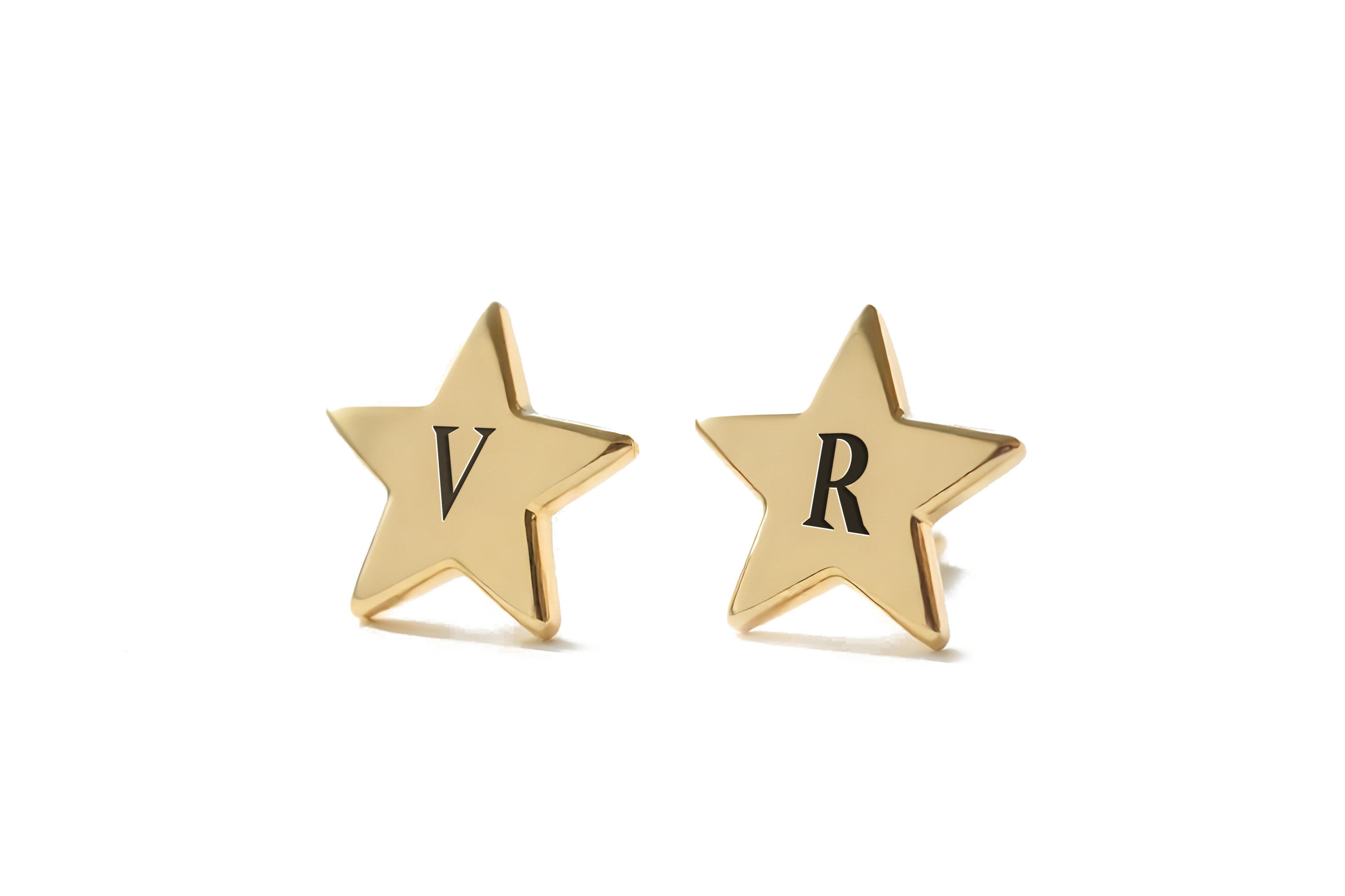 Engraved Star Shaped Earrings