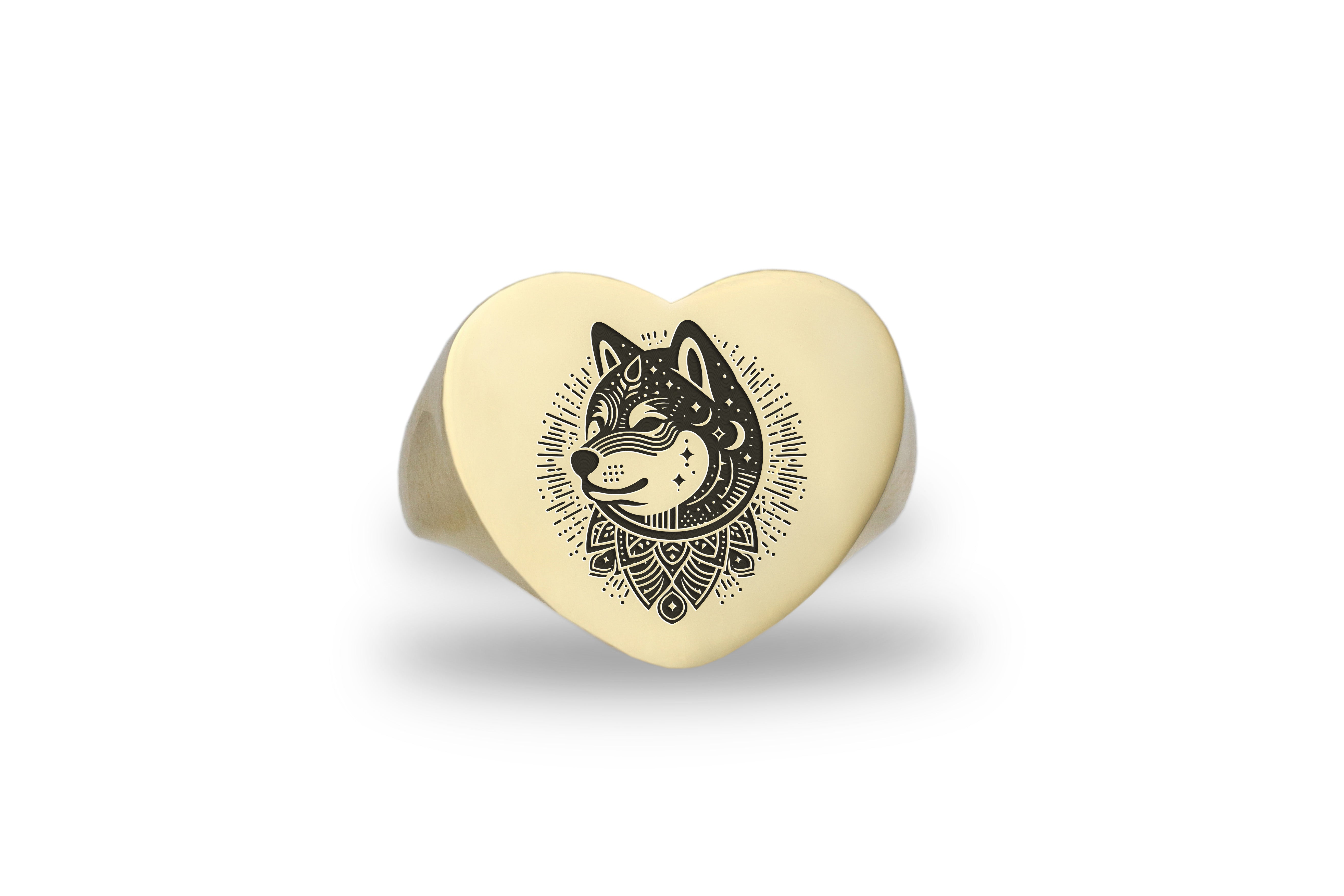 Engraved Shiba Ring
