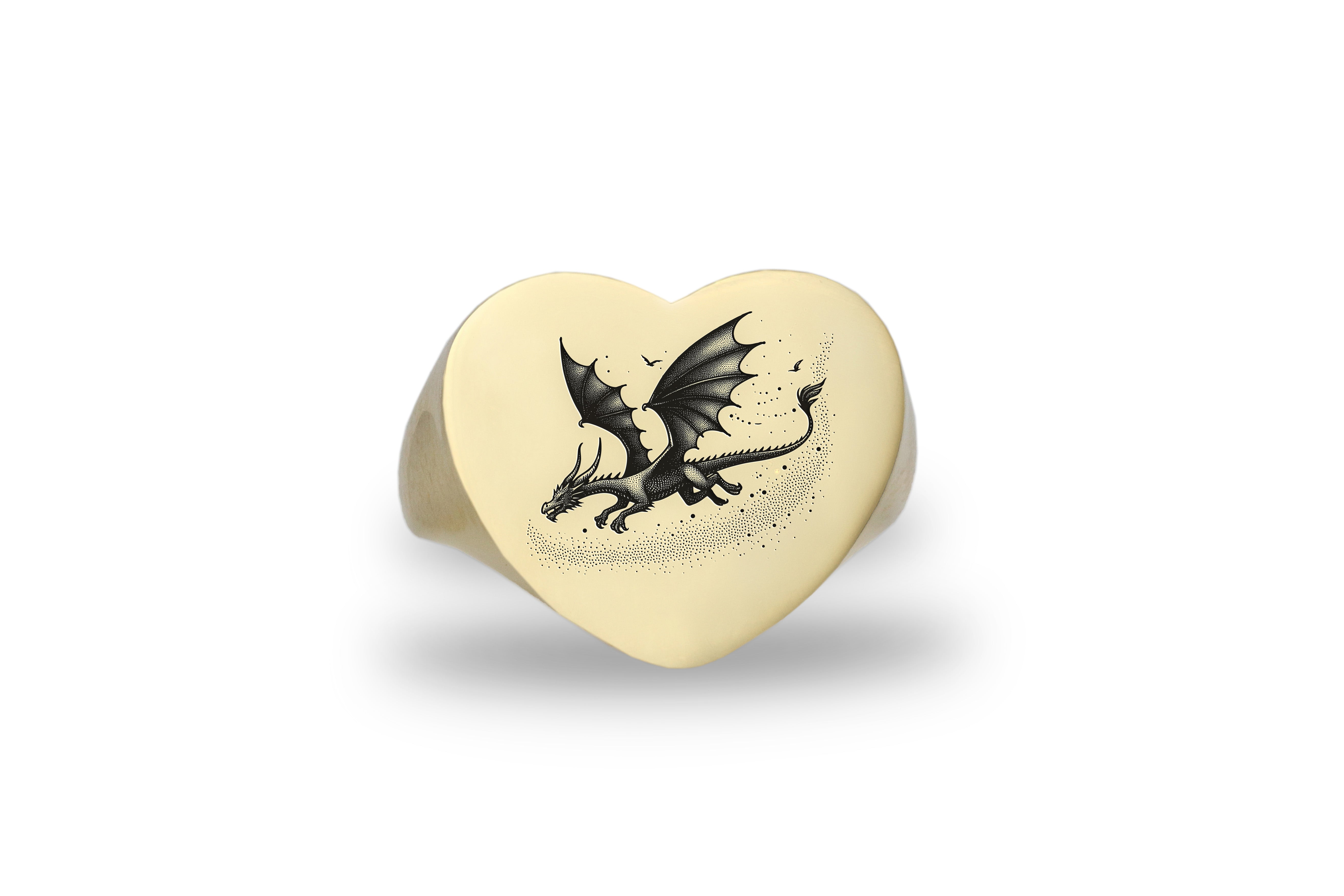 Fantasy Dragon Gold Signet Ring
