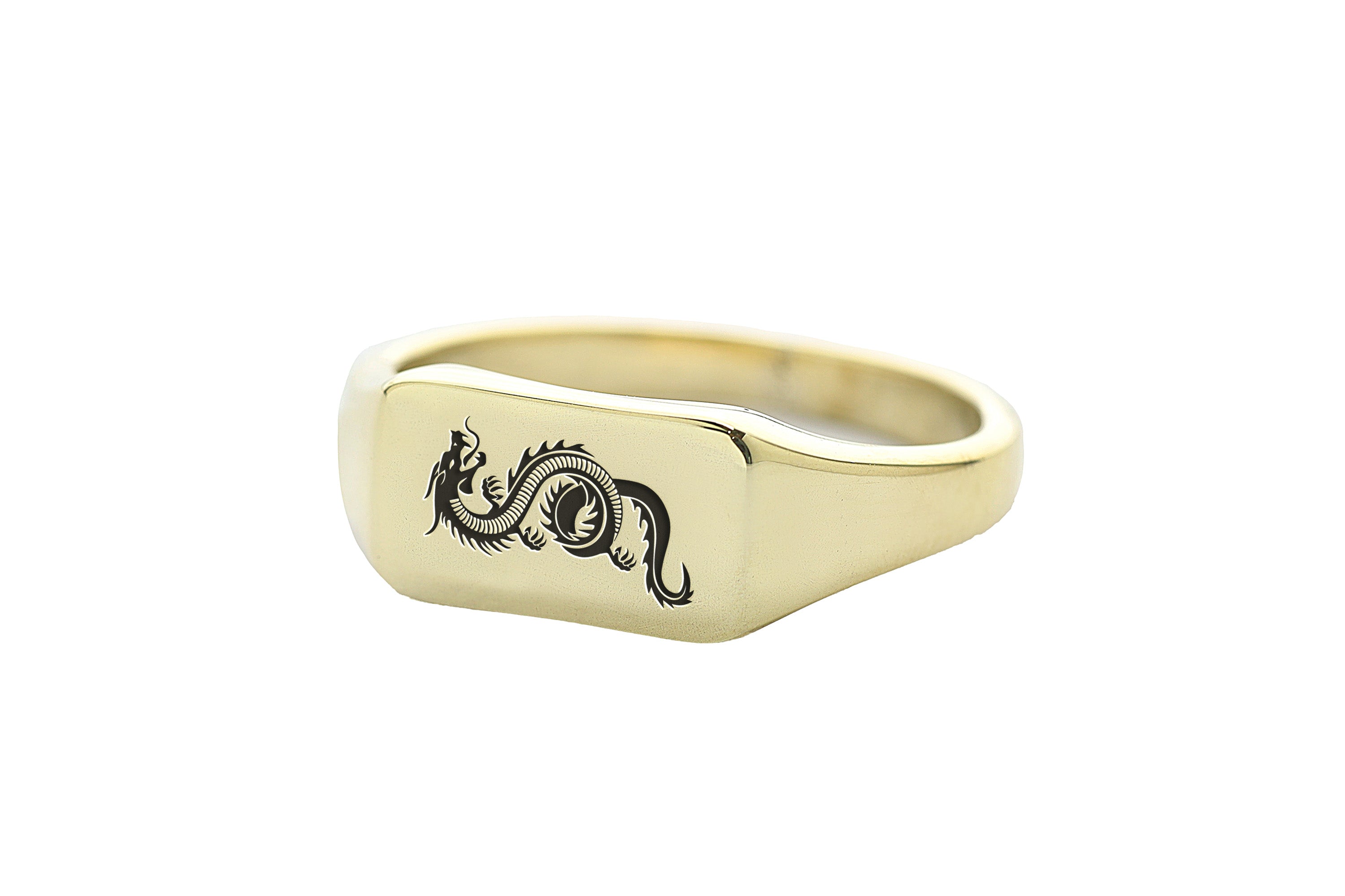 14k Gold Dragon Signet Ring