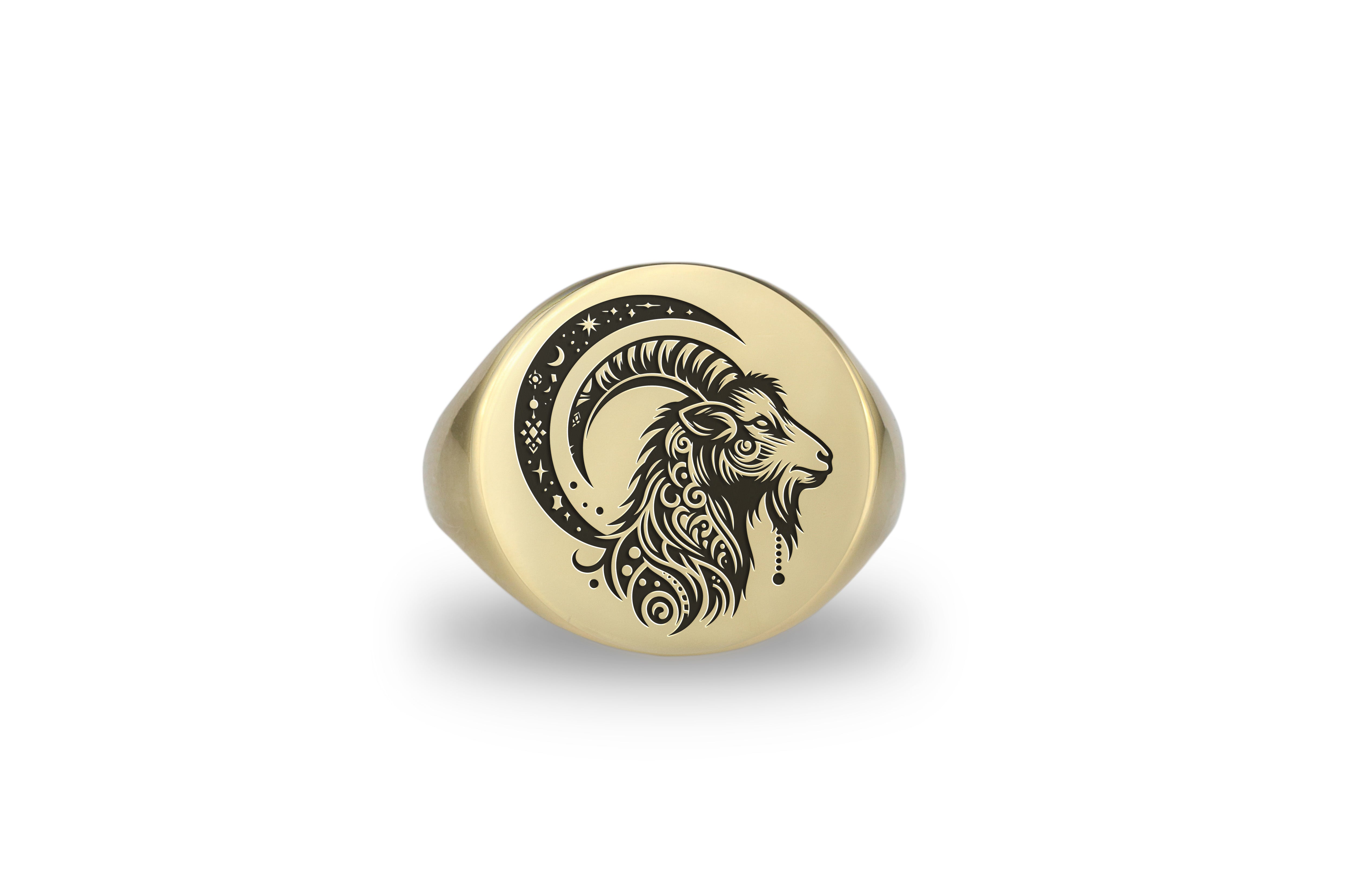 Tribal Goat Engraving Ring