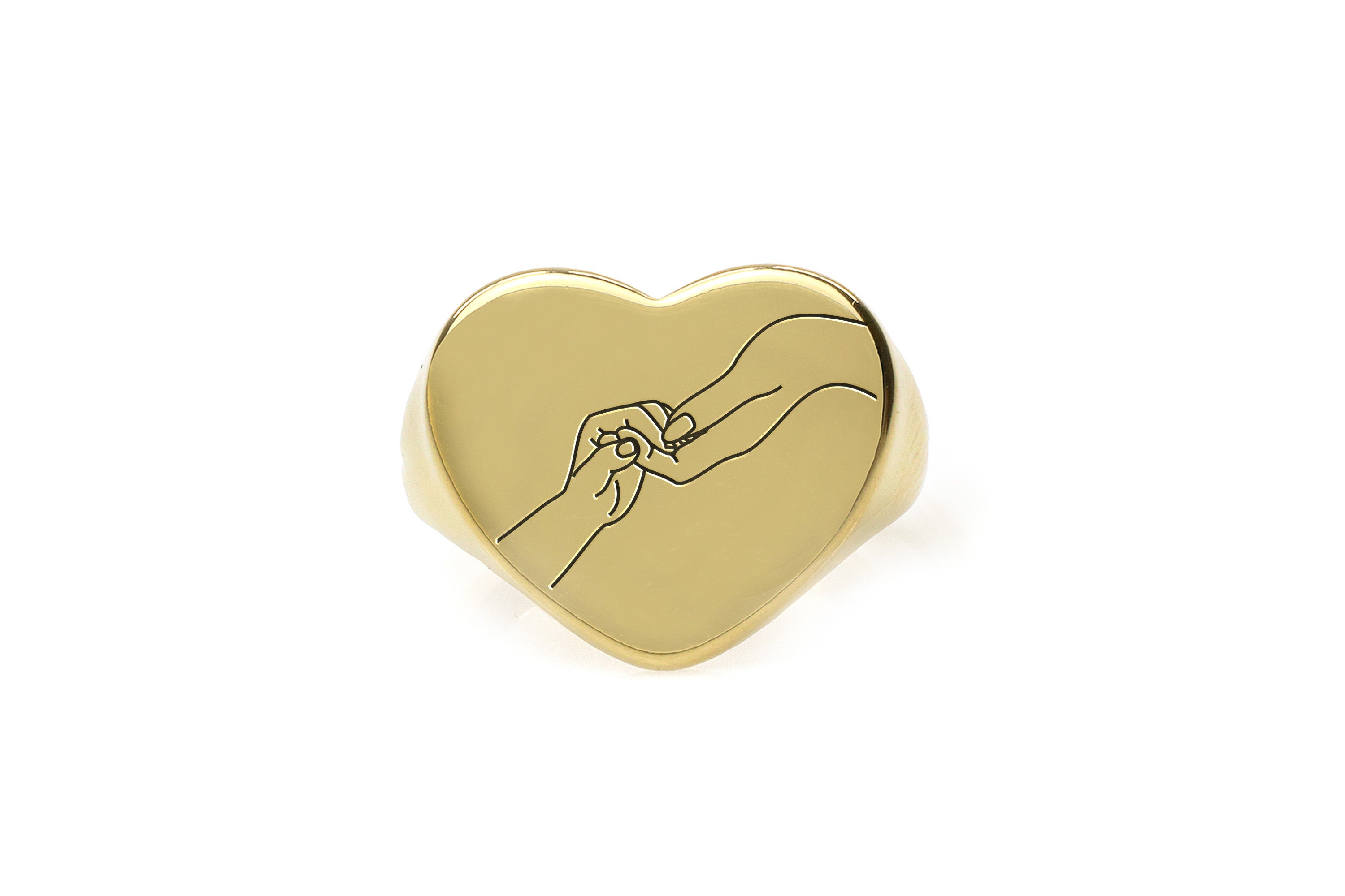 Engraved Hands Line Art Ring