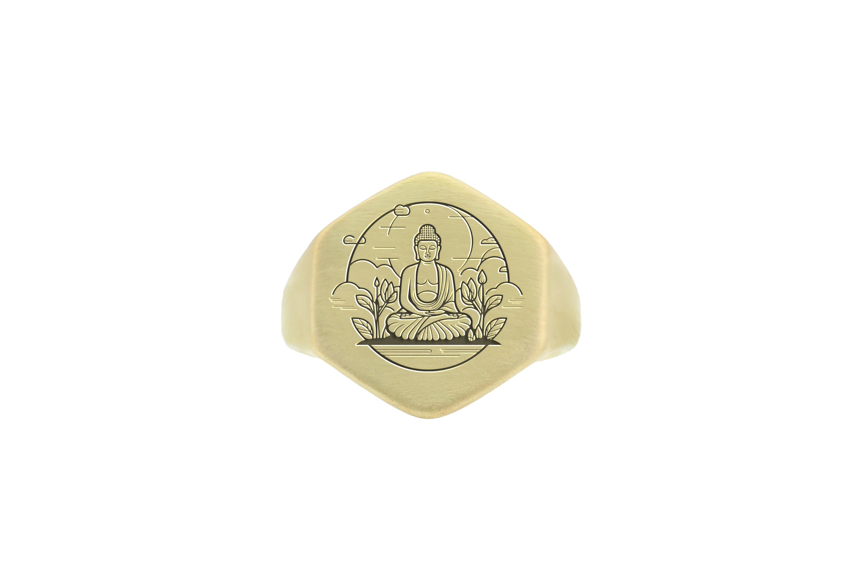 14k Gold Buddha Signet Ring