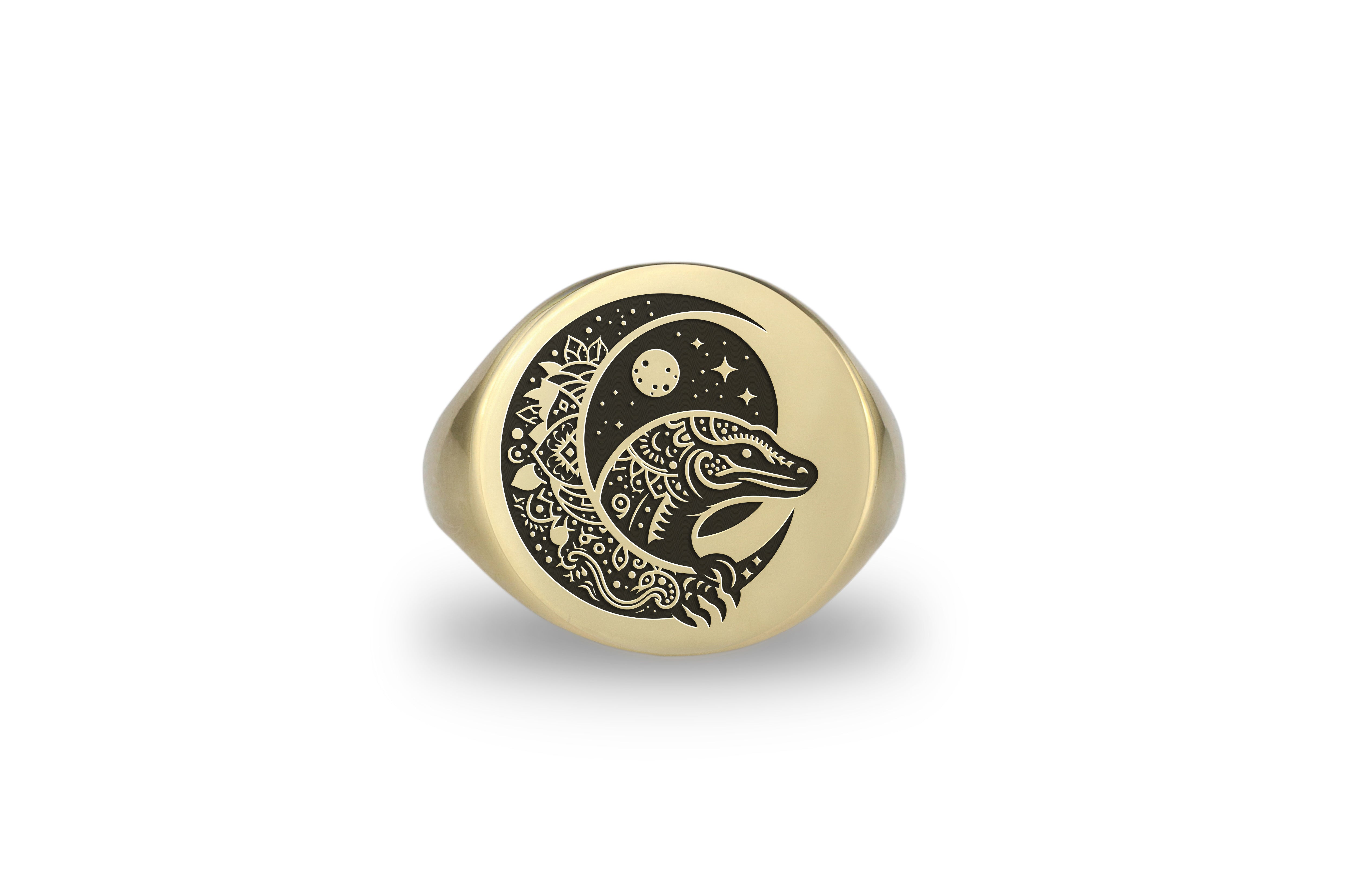 14k Gold Komodo Signet Ring