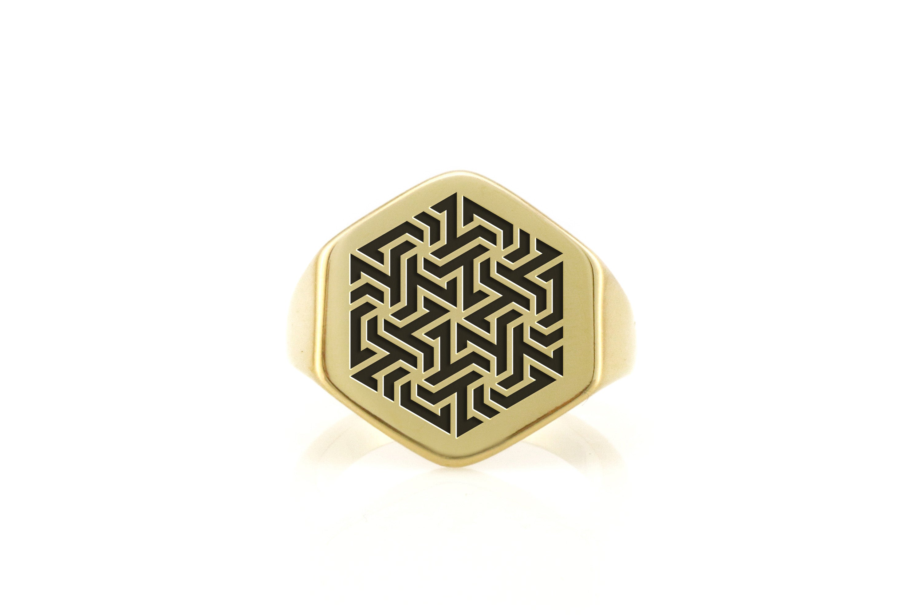 Engraved Maze Signet Ring