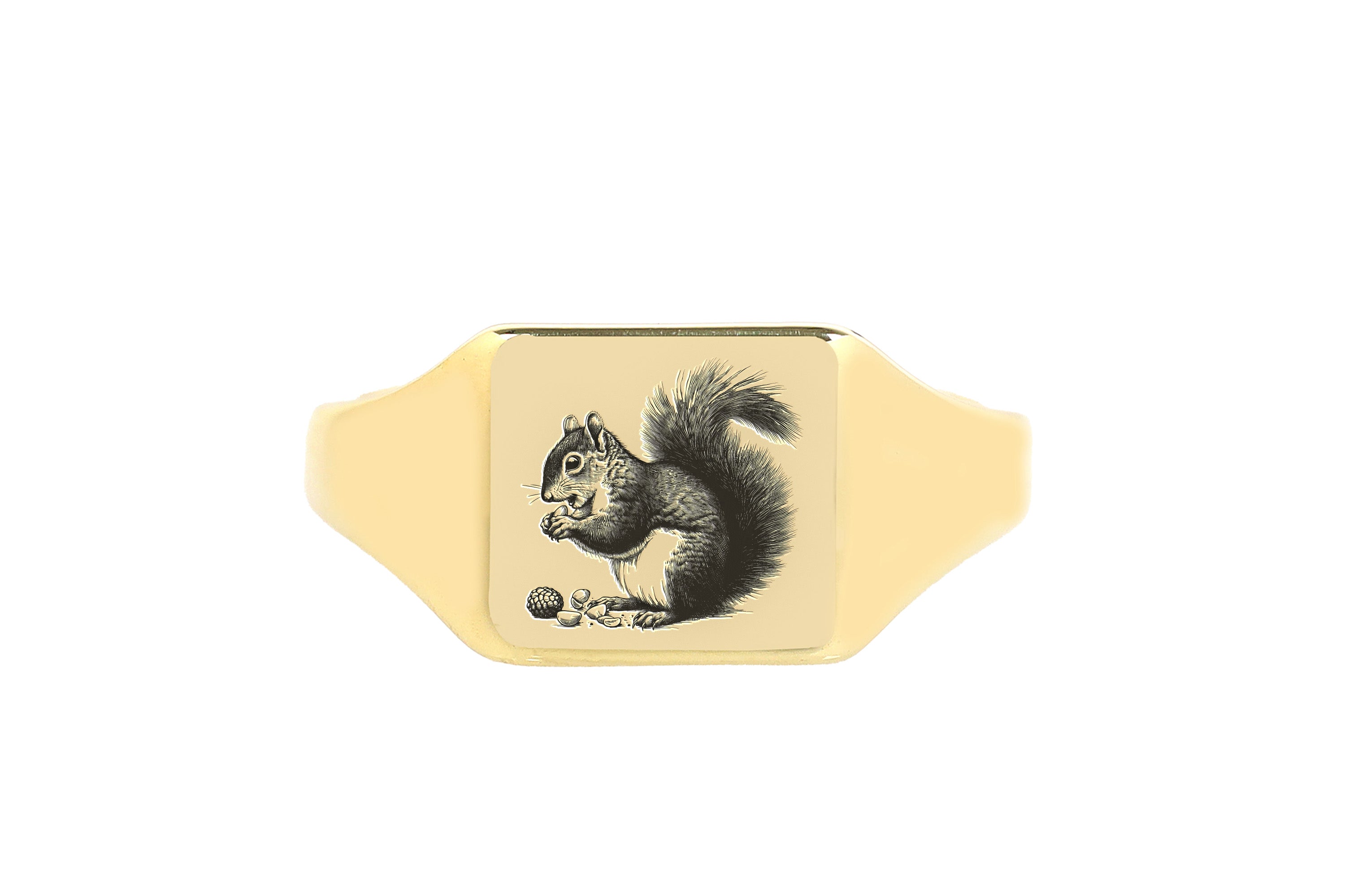 Custom Squirrel Signet Ring