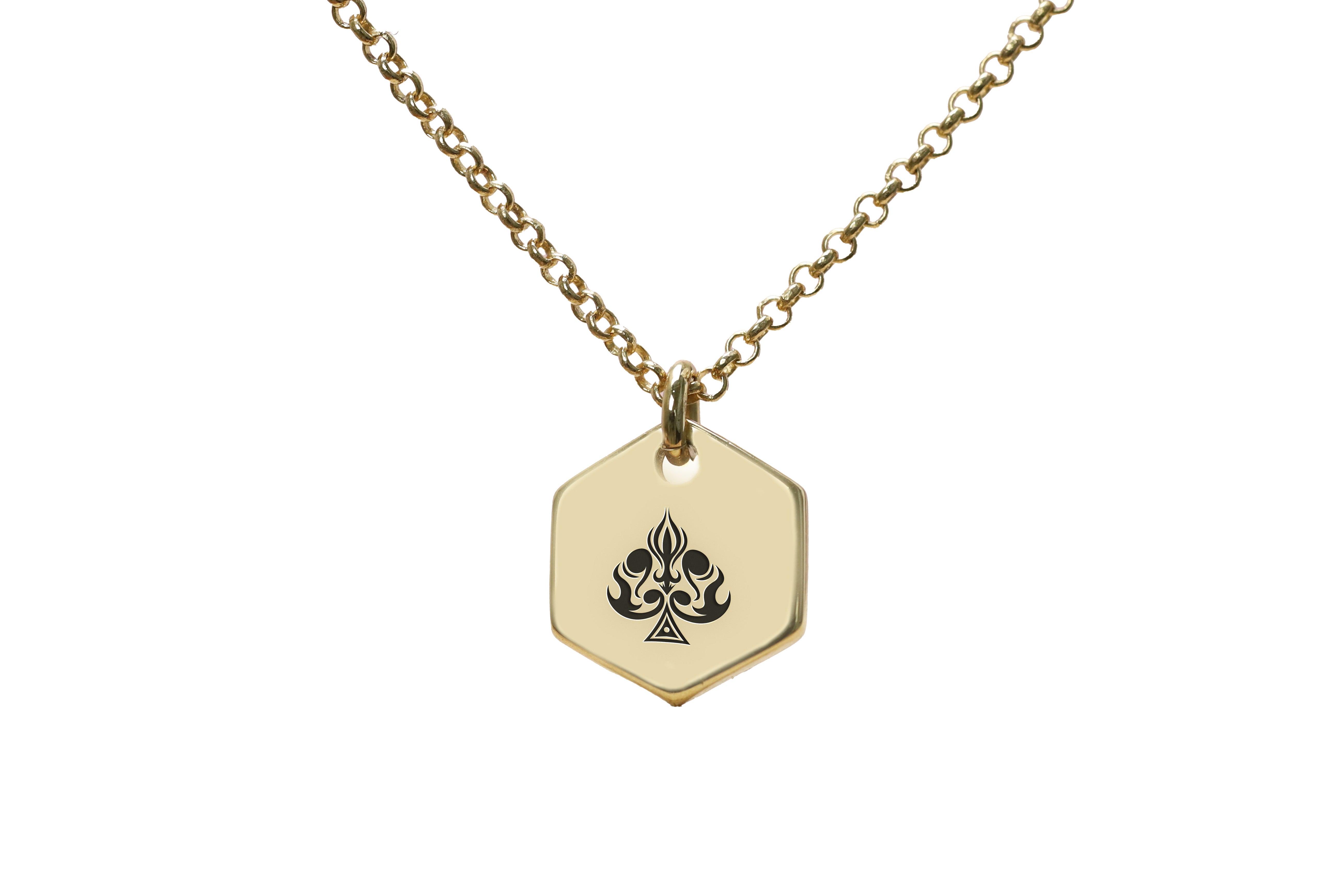 14k Gold Poker Spades Necklace