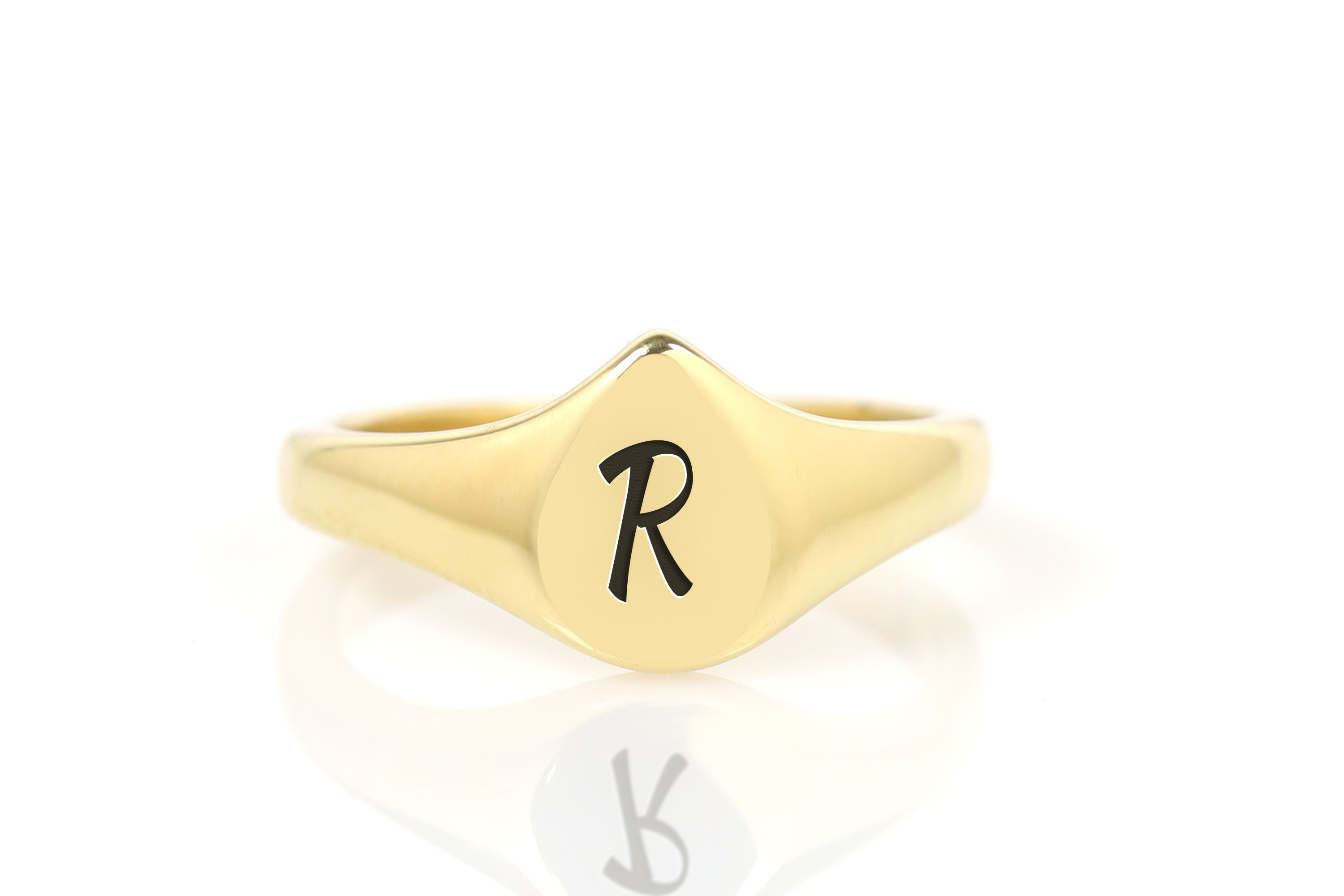 14k Gold Name Initial Ring