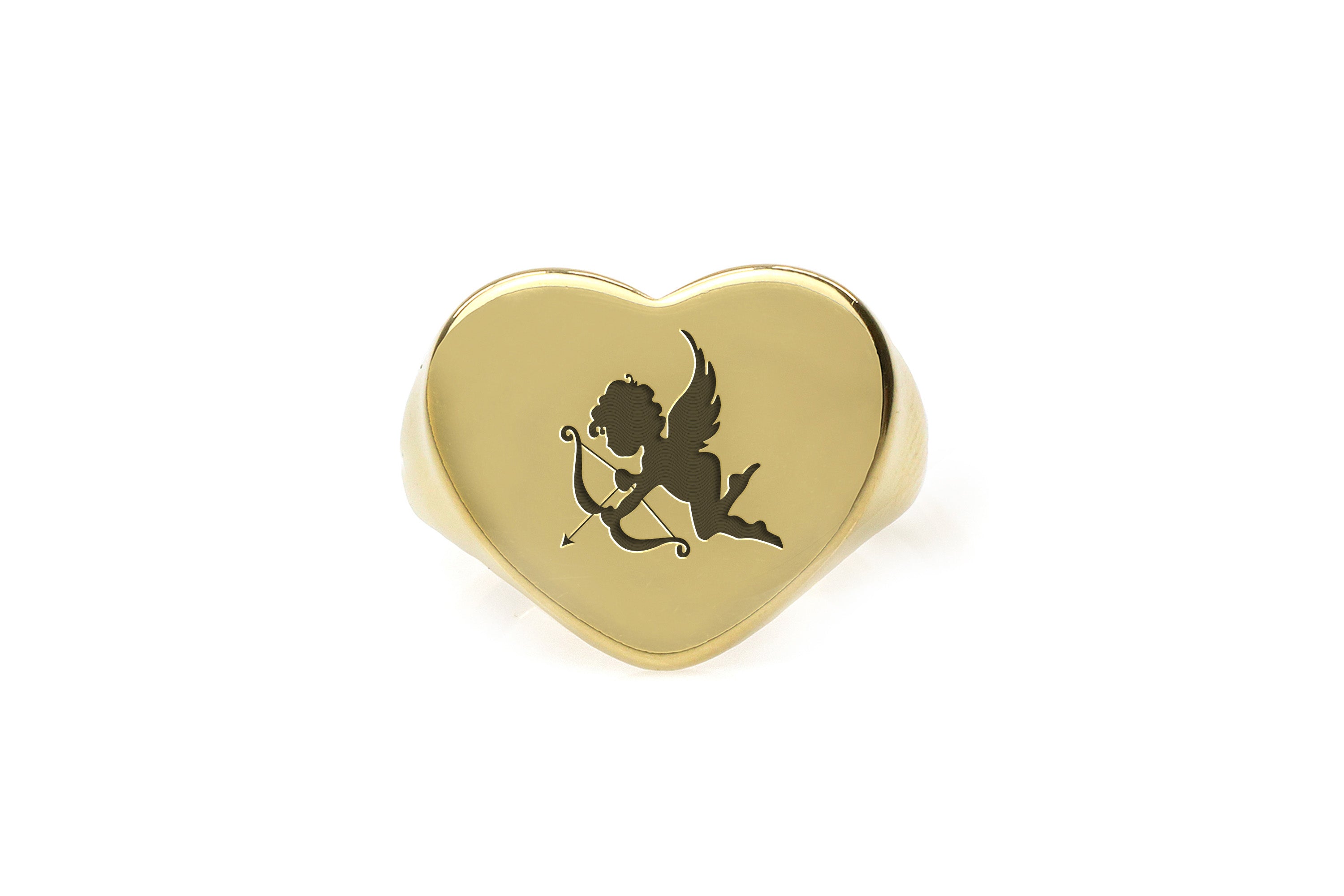Gold Cupid Signet Ring