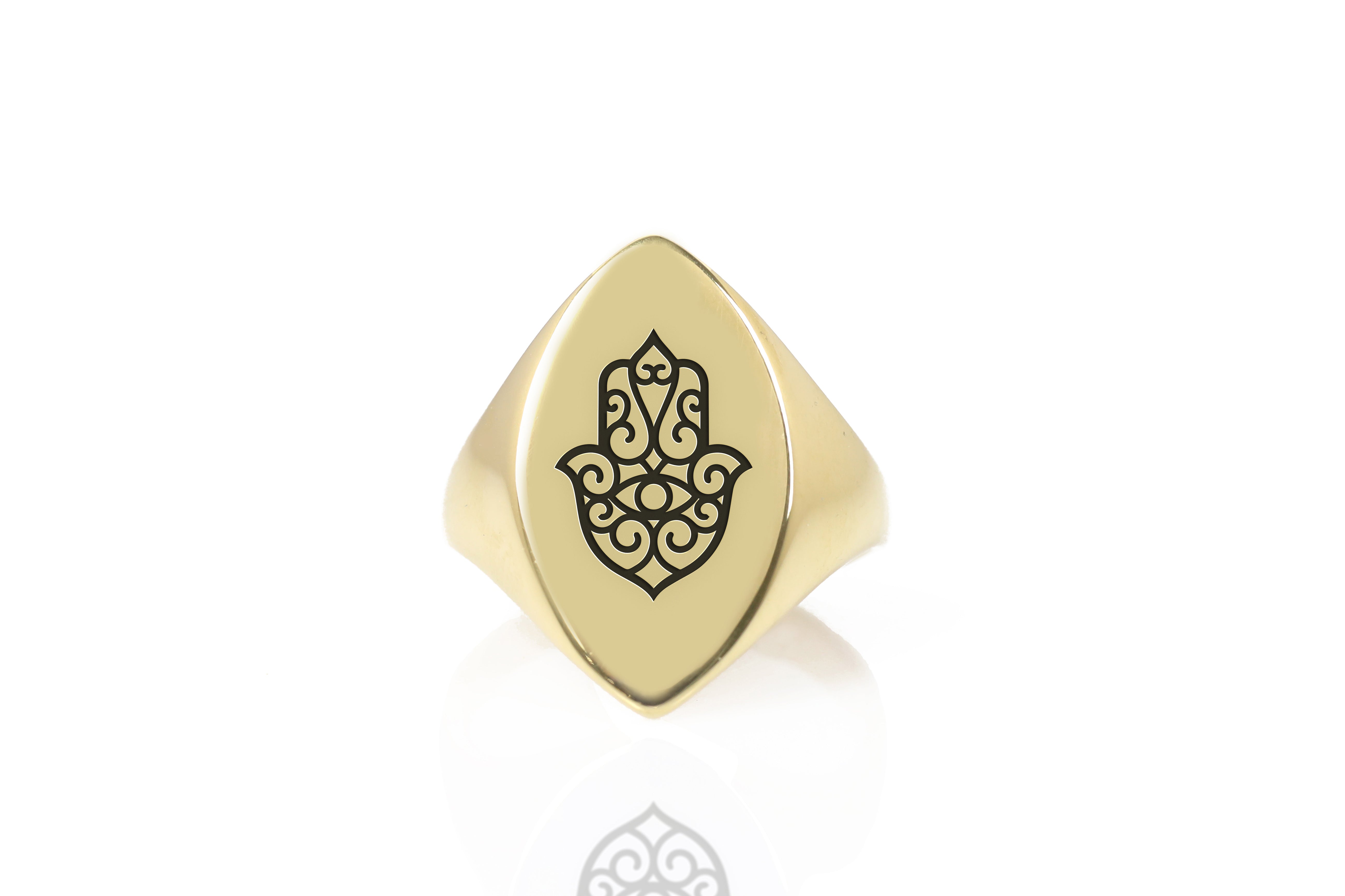 14k Gold Hamsa Signet Ring