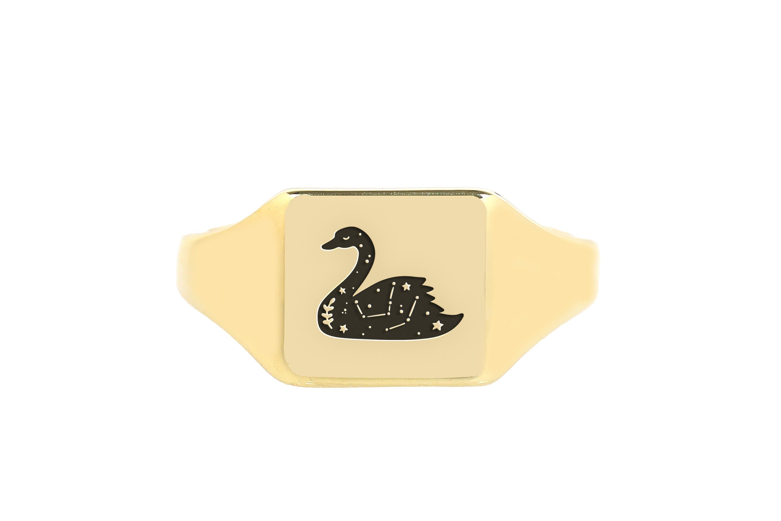 Engraved Swan Signet Ring