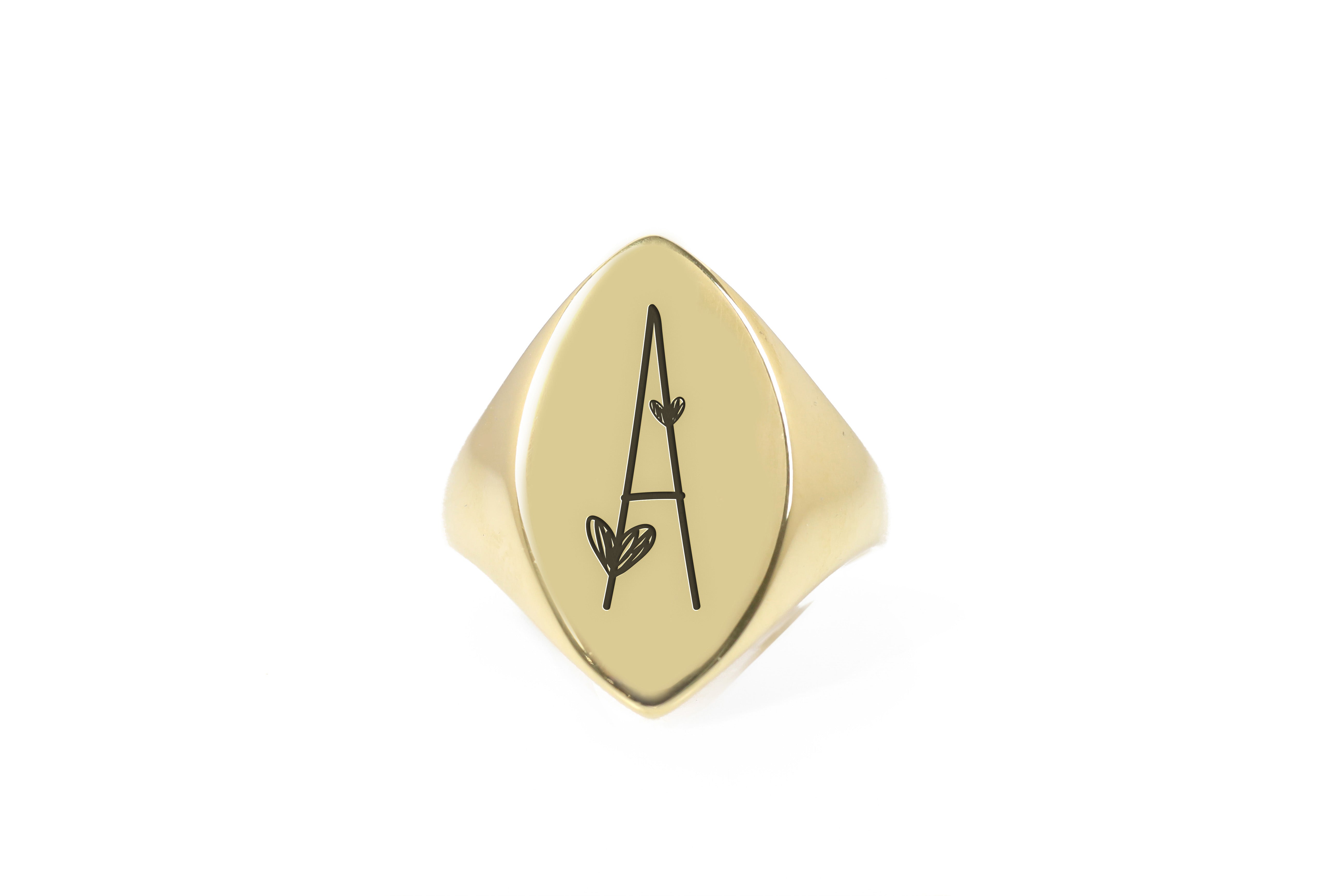 Cute Gold Letter Signet Ring