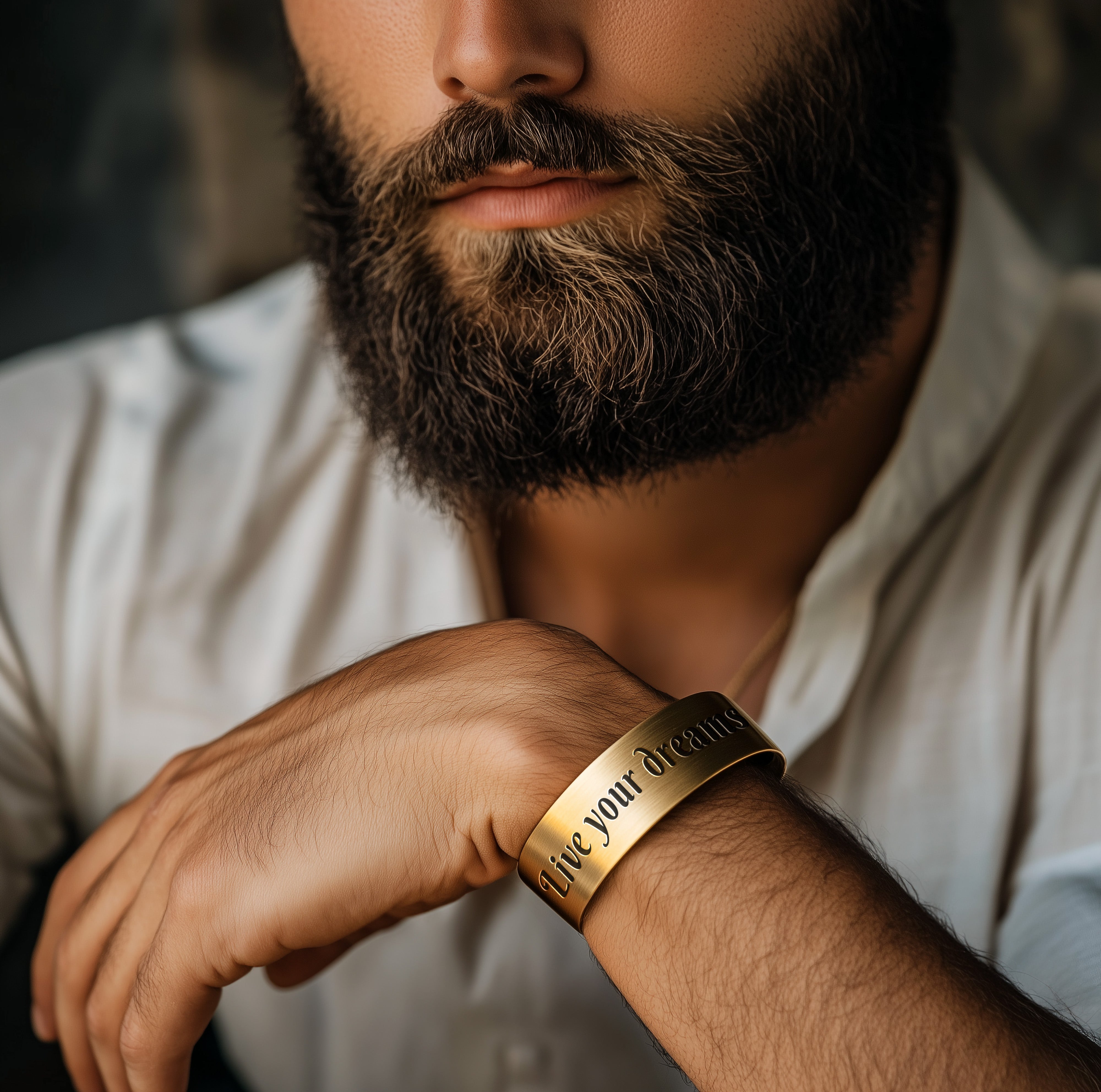 Gold Custom Text Bracelet