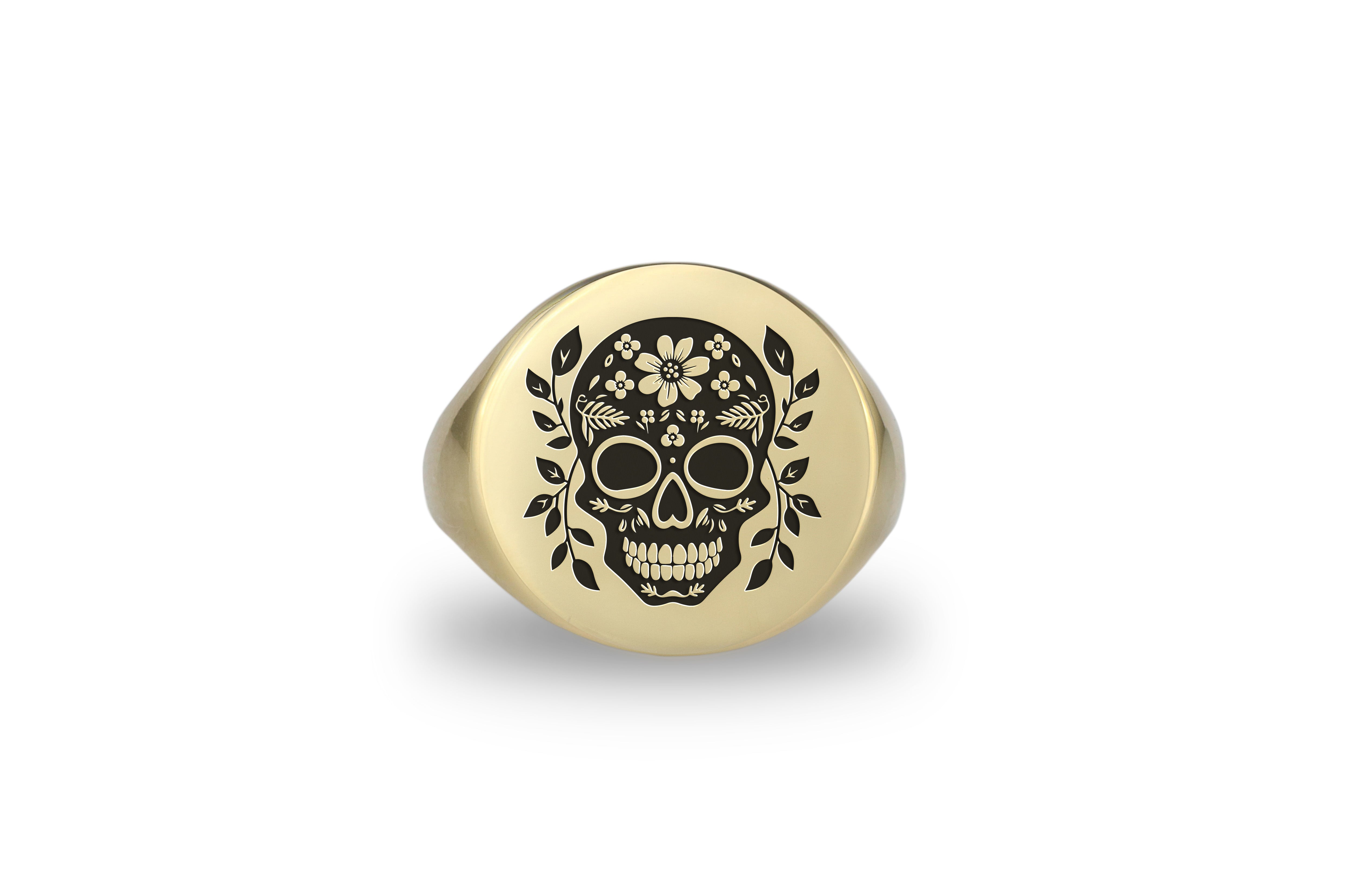 14k Gold Mexican Skull Ring