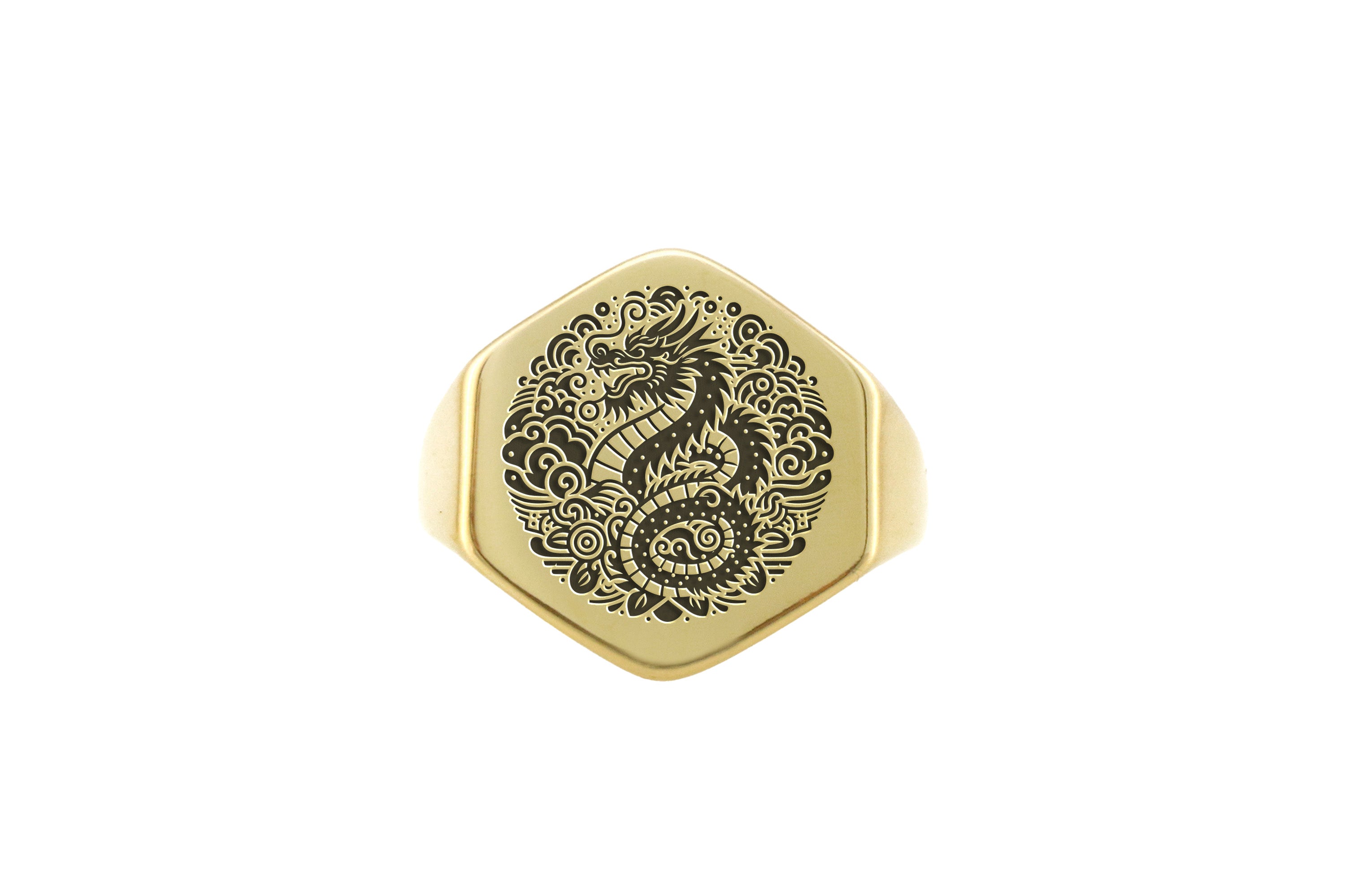 24k Gold Japanese Dragon Ring