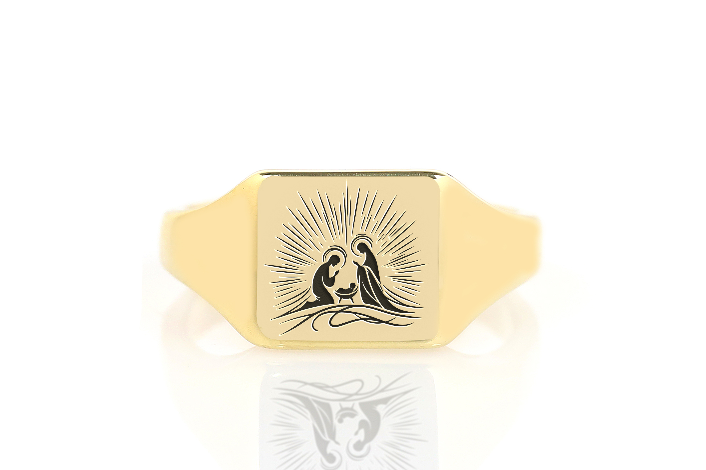 14k Gold Jesus Signet Ring